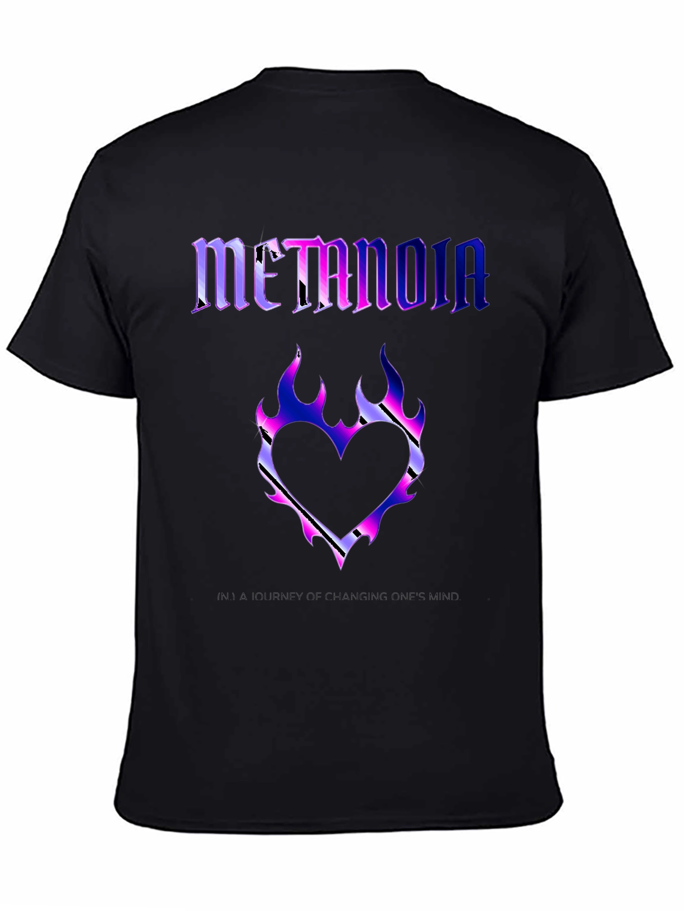 Black Metanoia Graphic T-Shirt - Heart Flame Design view 4