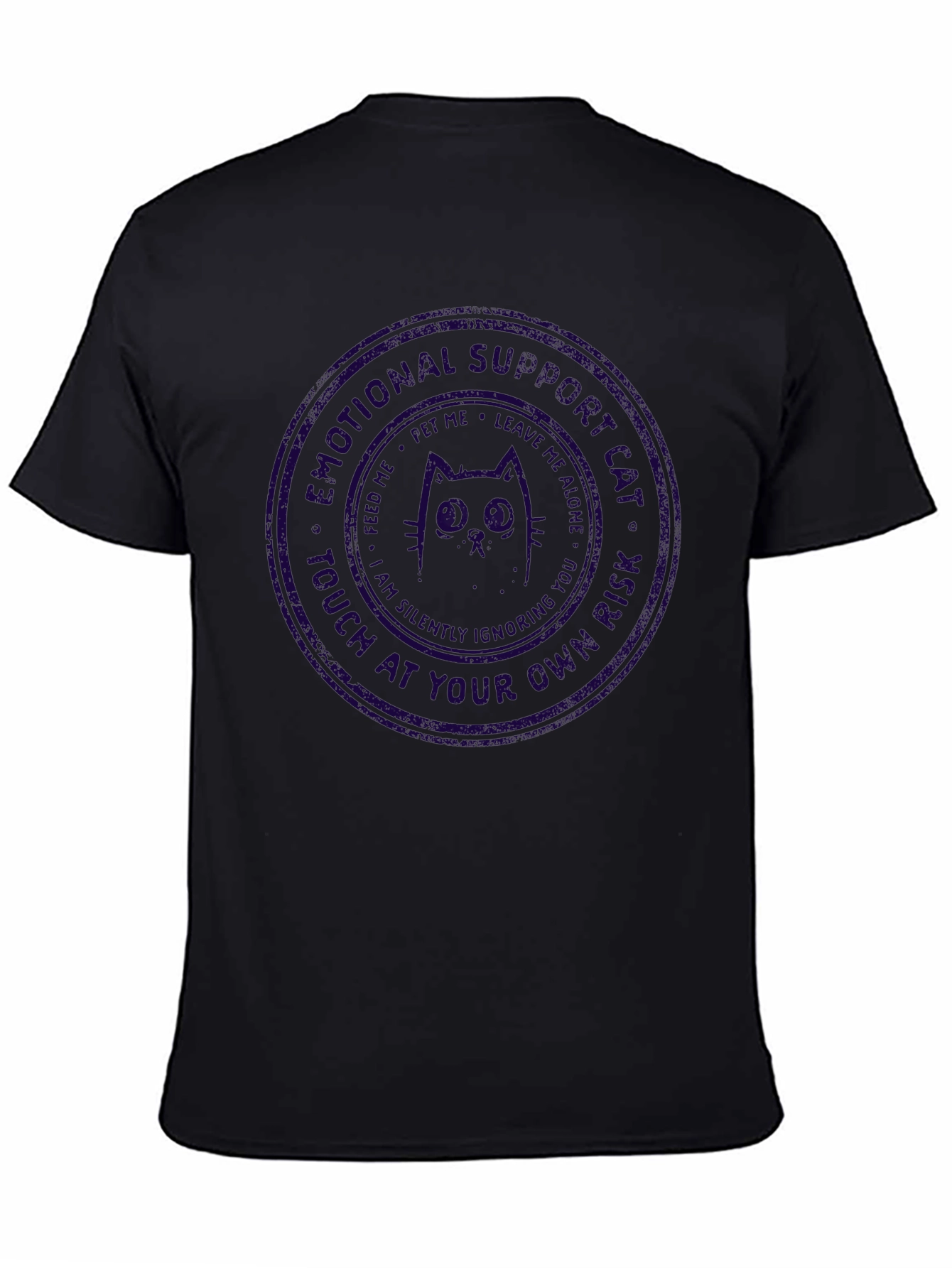 Black Emotional Support Owl Cat Crewneck T-Shirt view 4