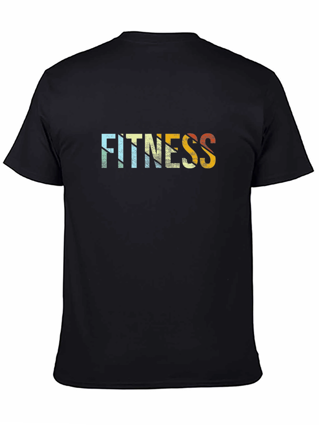 Black Retro Fitness Graphic Tee - Black Cotton Blend view 4