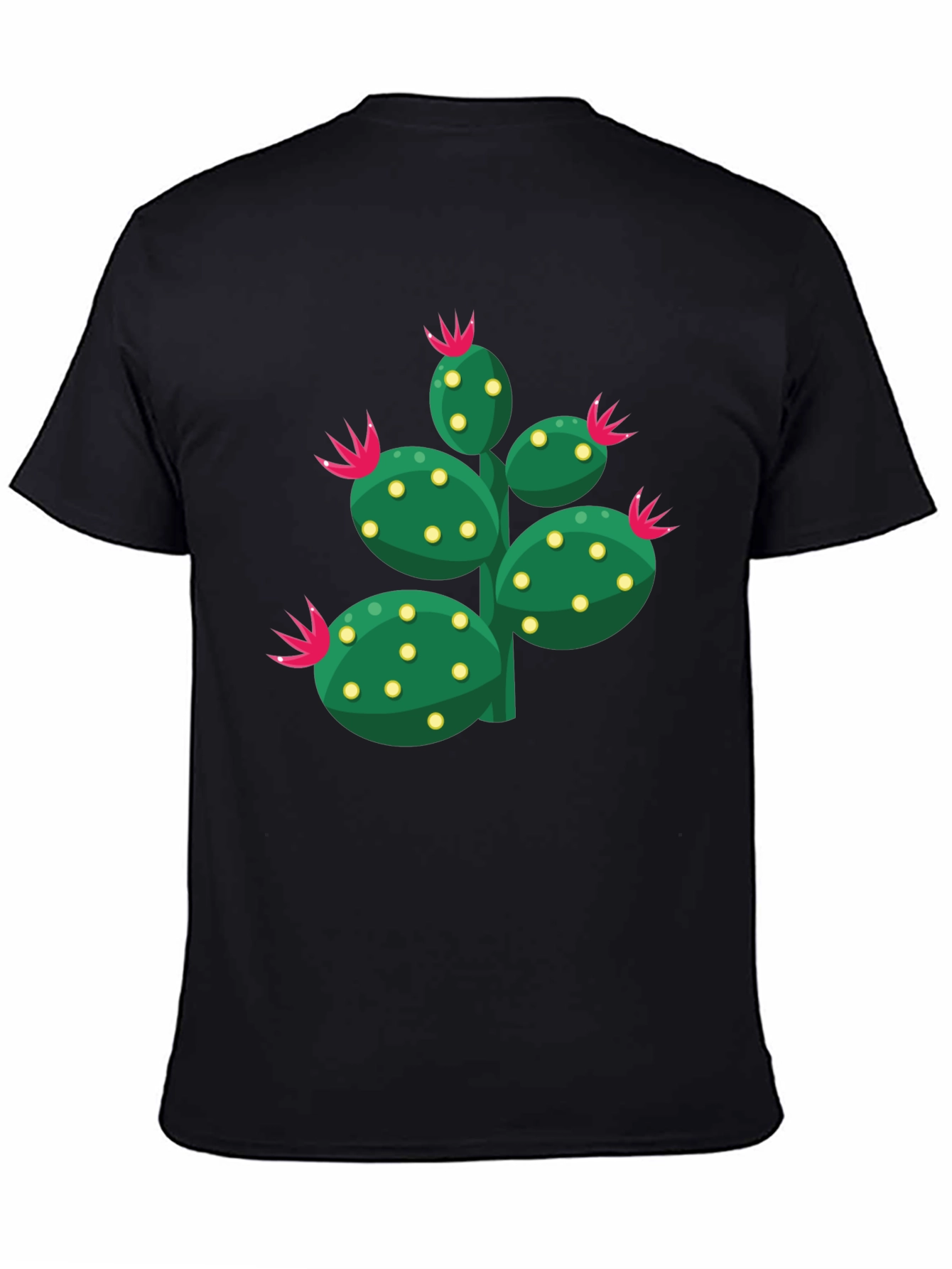 Black Cactus Graphic Print Crew Neck T-Shirt view 4