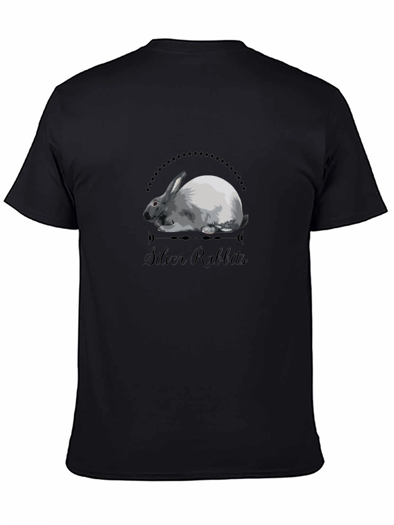 Black Silver Rabbit Graphic Tee - Unisex Cotton Blend view 4