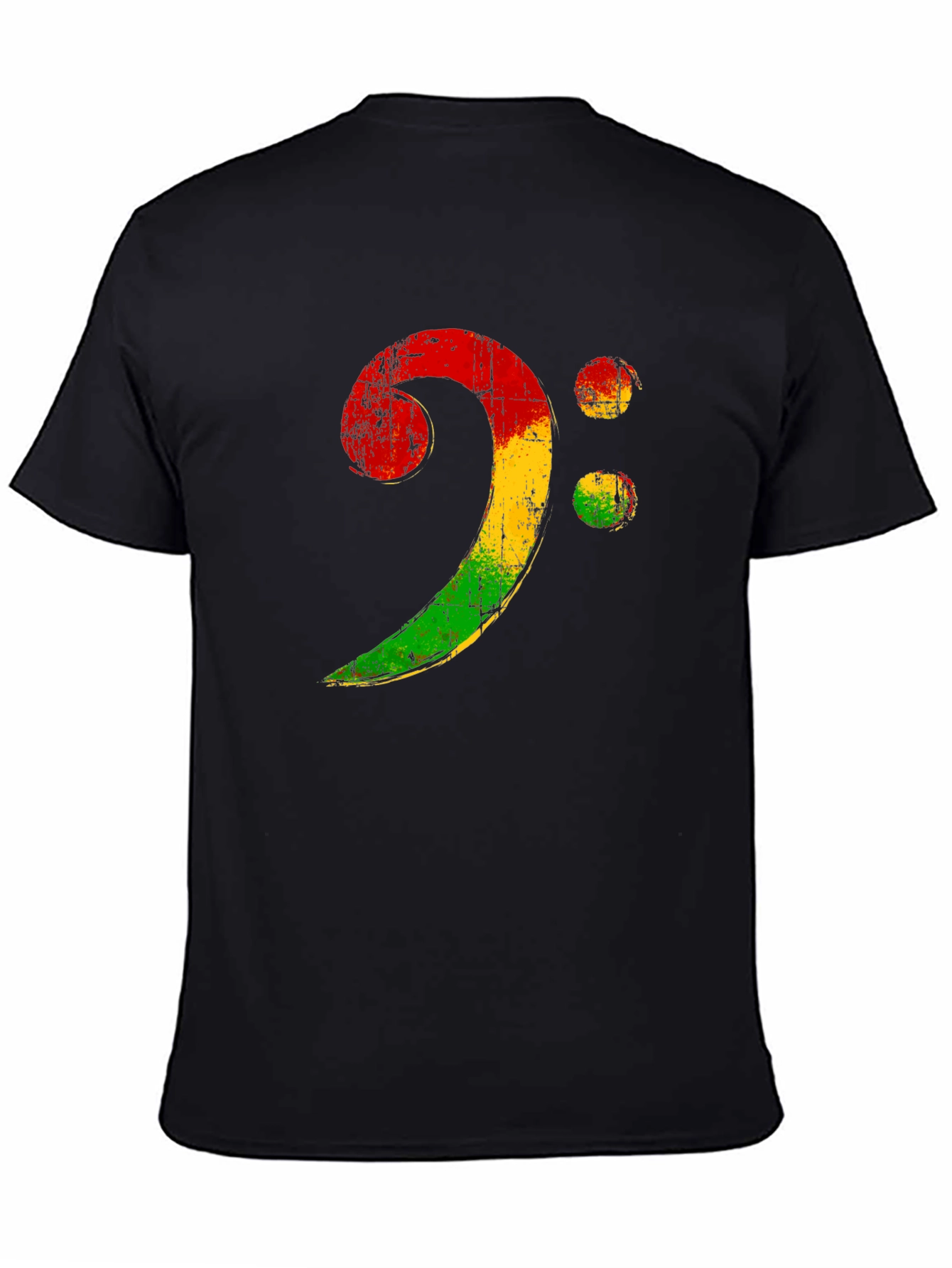 Black Rasta Bass Clef Graphic Tee - Reggae Music Shirt view 4