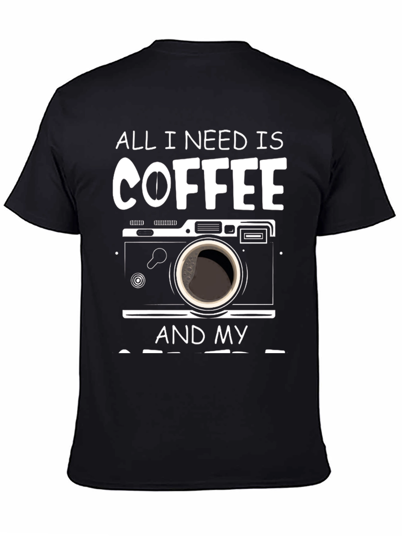 Black Coffee and Camera T-Shirt - Photographer's Essential view 4