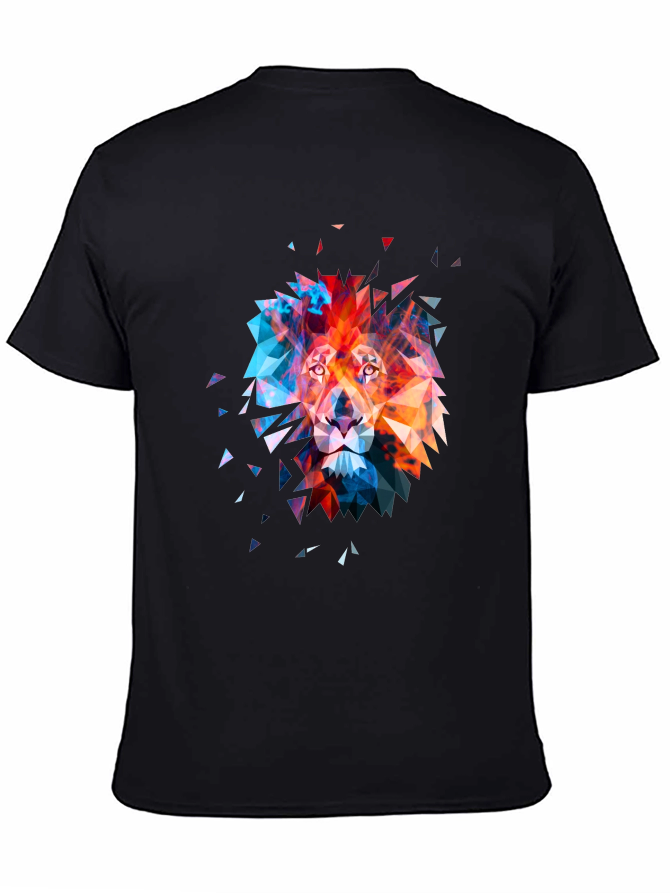 Black Geometric Lion Graphic Tee - Modern Art T-Shirt view 4