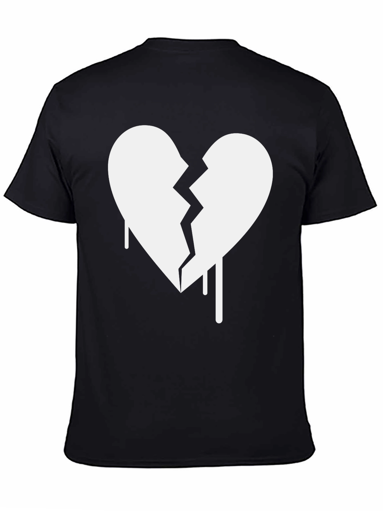 Black Broken Heart Graphic T-Shirt - Trendy Crew Neck Tee view 4