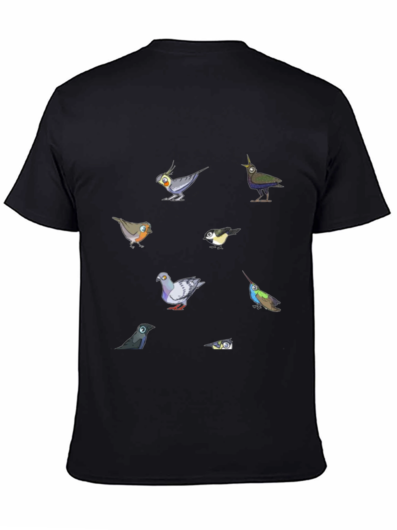 Black Birds Graphic T-Shirt, Black Cotton Tee view 4