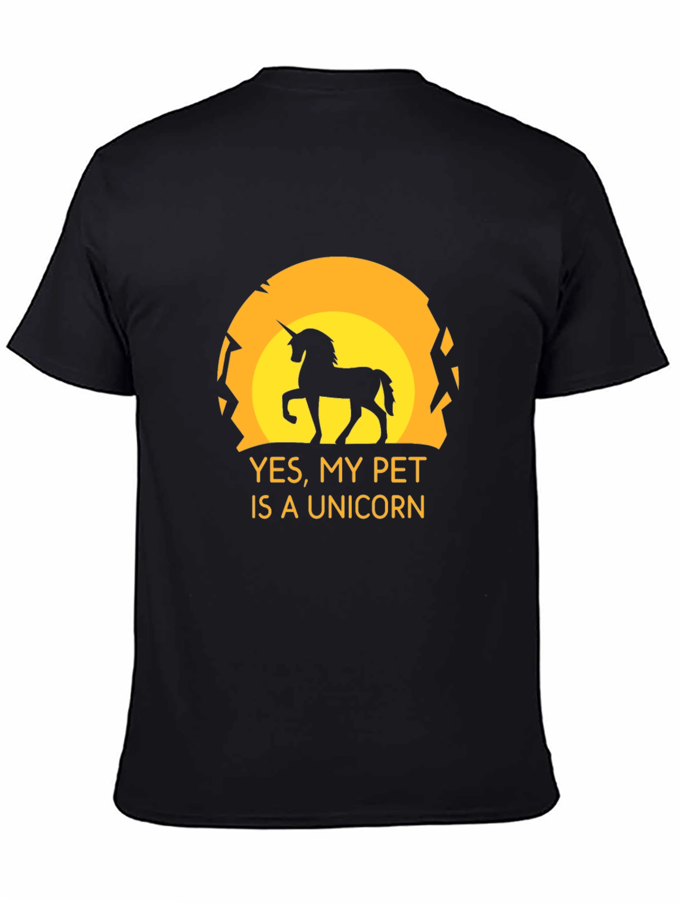 Black Unicorn Pet Graphic Tee - Black Novelty T-Shirt view 4