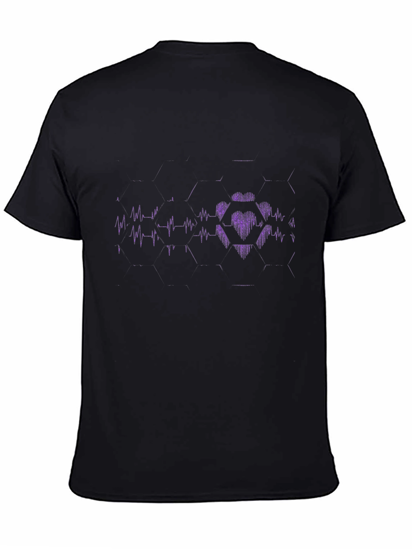 Black Heartbeat Hex T-Shirt - Stylish Graphic Tee view 4