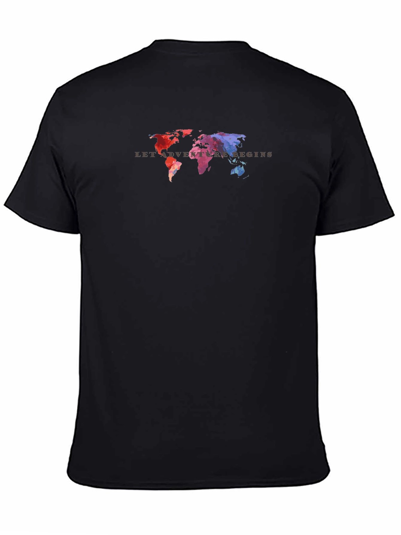 Black Colorful World Map Adventure T-Shirt view 4