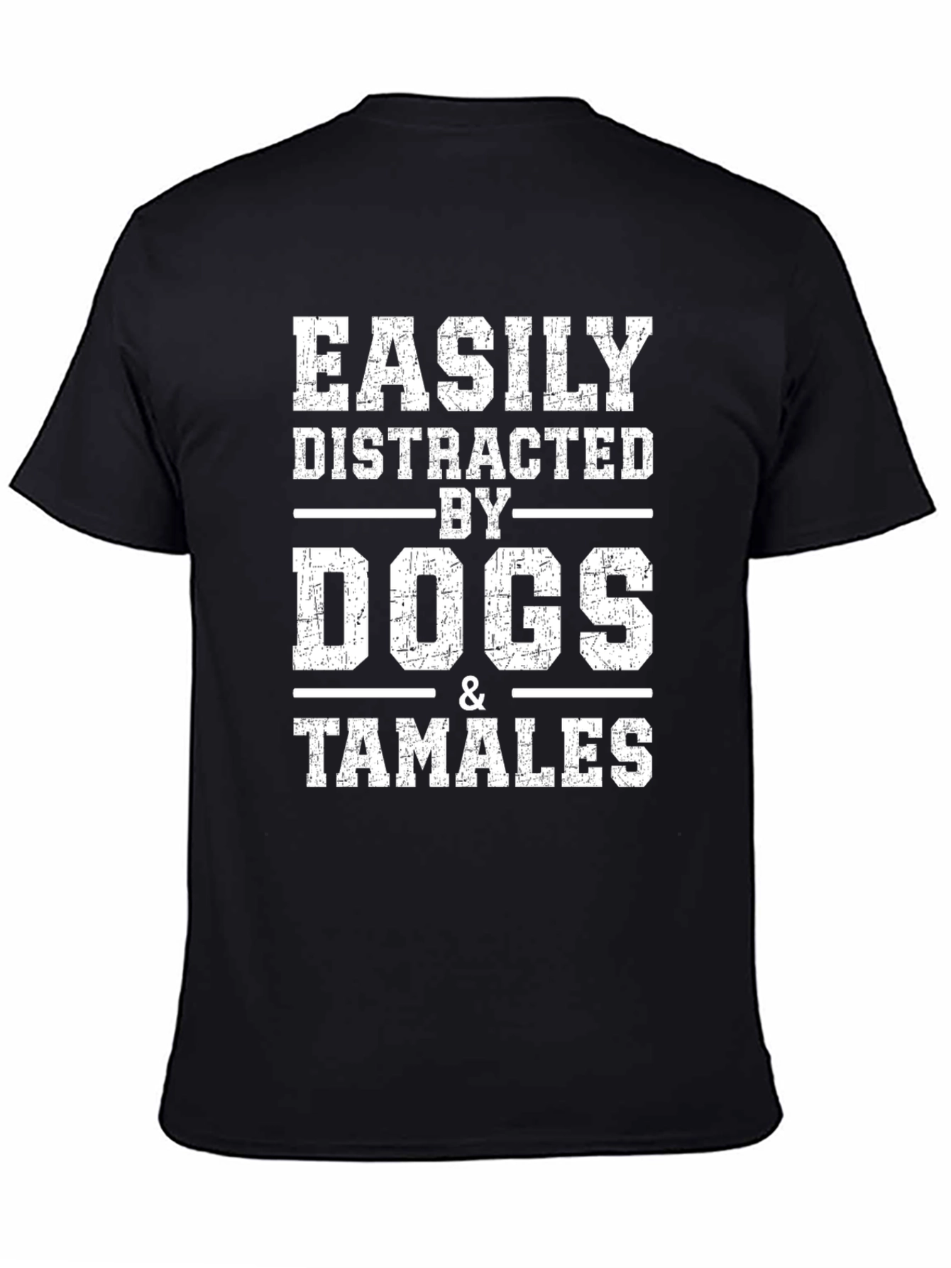 Black Easily Distracted by Dogs & Tamales Black Graphic Tee view 4