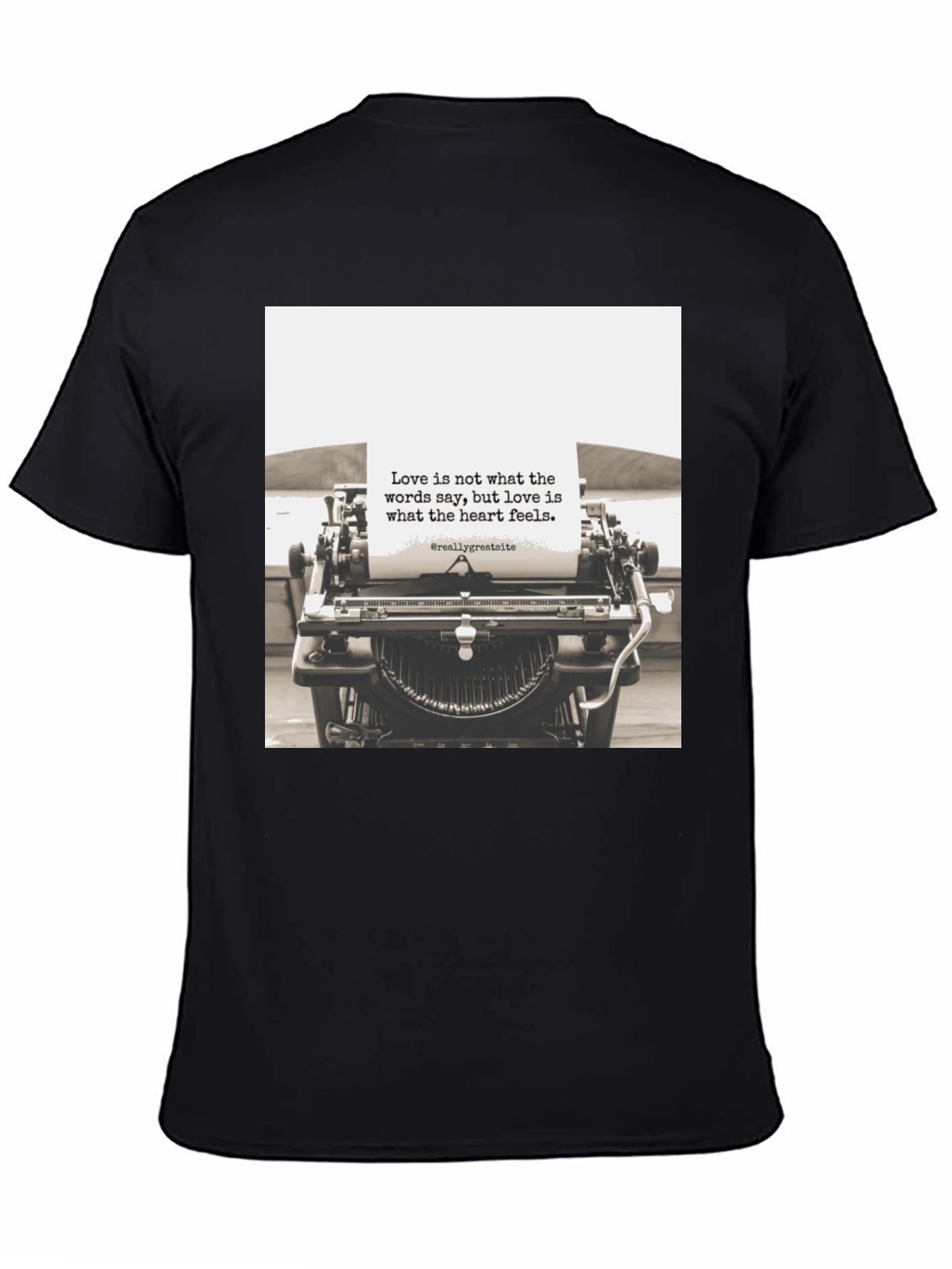 Black Love Quote Typewriter Graphic Tee - Unisex Black T-Shirt view 4