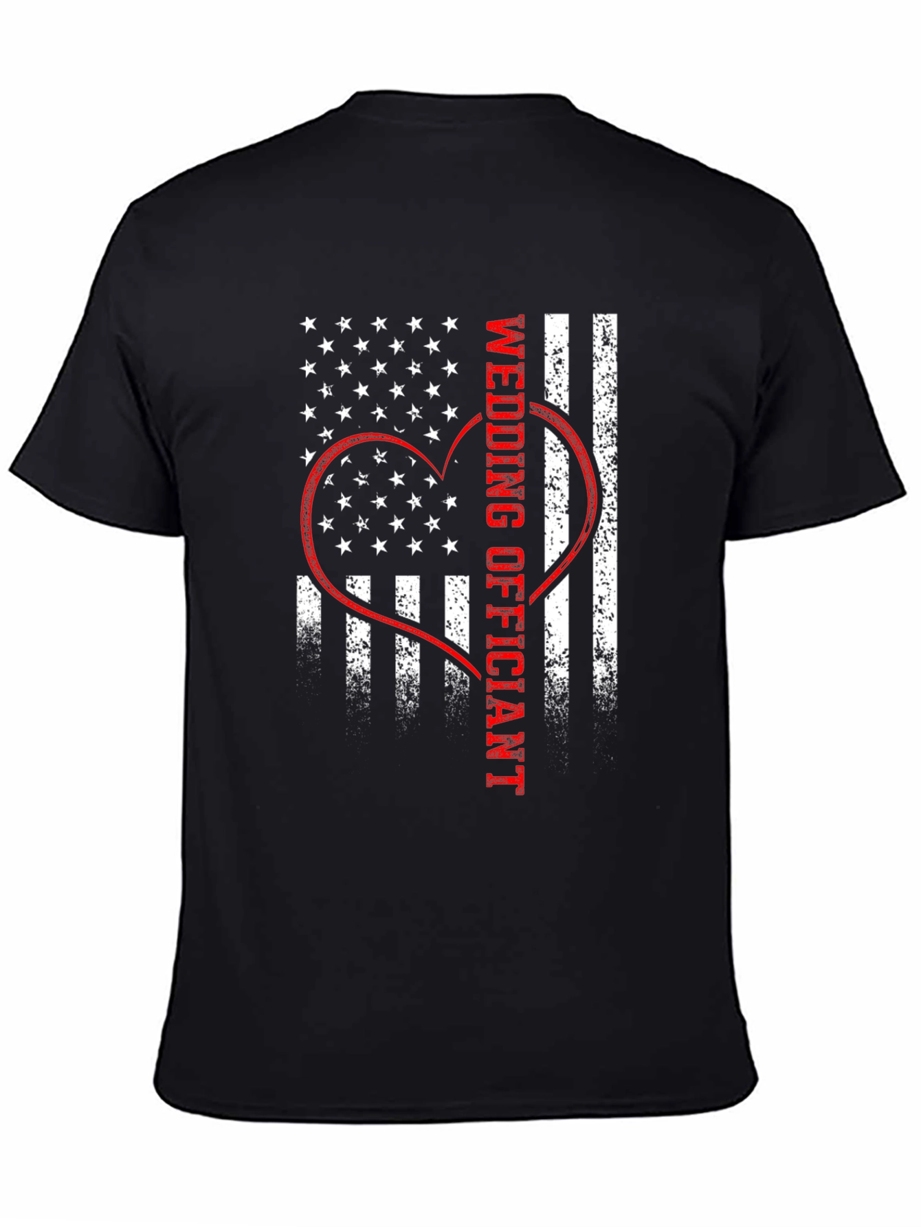 Black Wedding Officiant American Flag Heart Graphic T-Shirt view 4