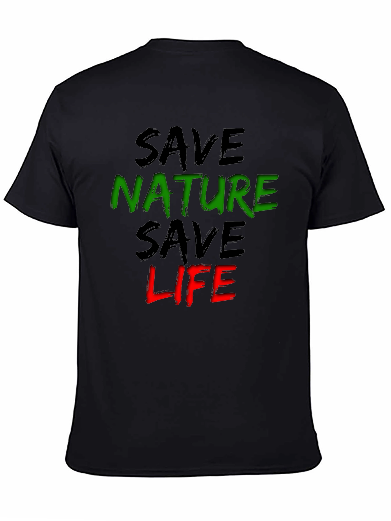 Black Save Nature Save Life Graphic Tee - Eco-Friendly Black T-Shirt view 4