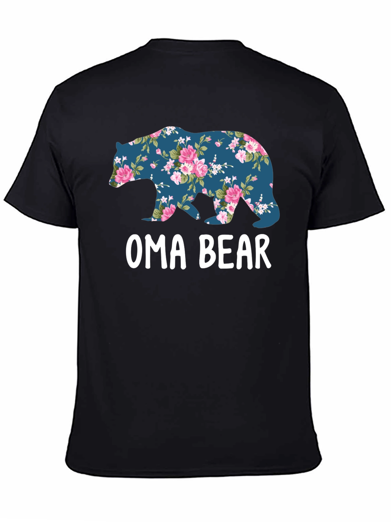 Black Oma Bear Floral Print T-Shirt view 4
