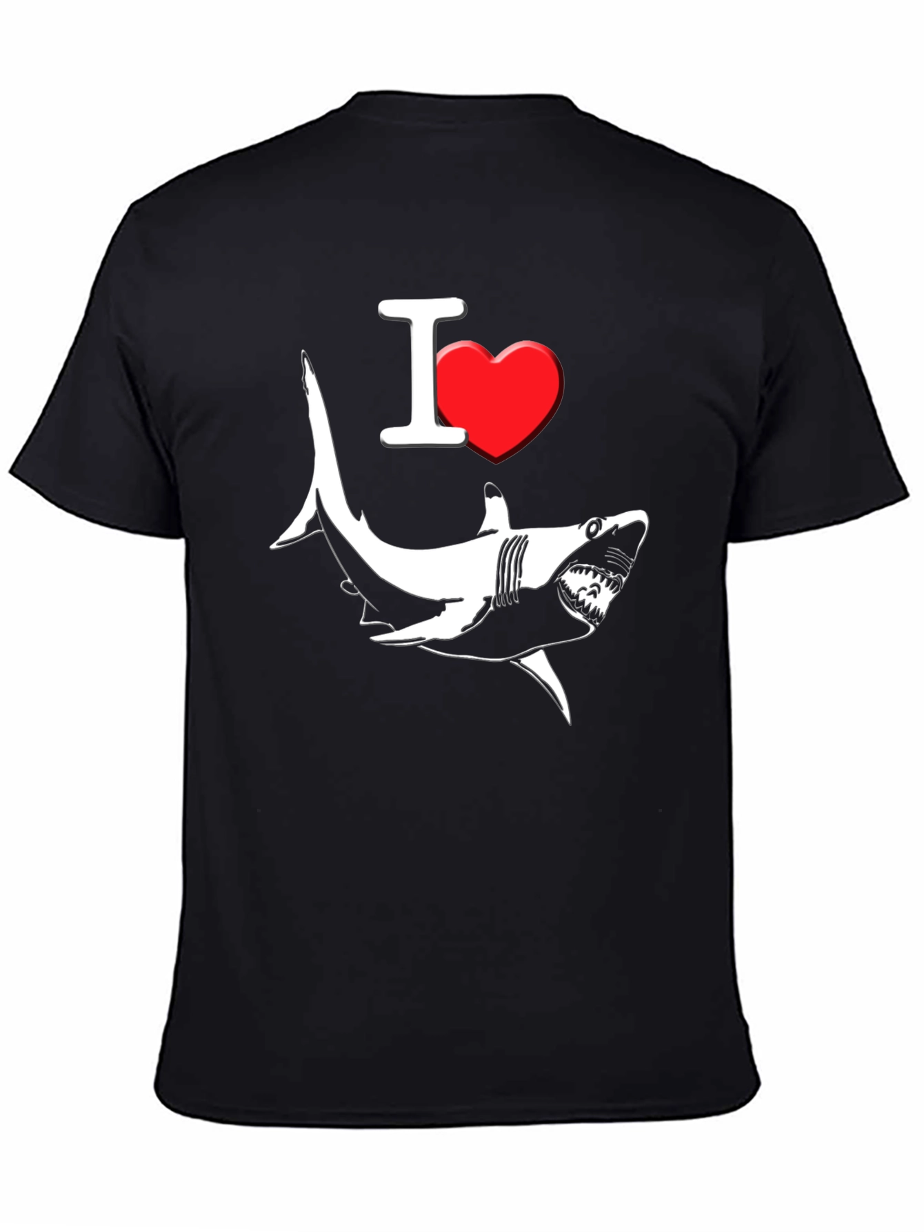 Black I Love Sharks Graphic T-Shirt view 4