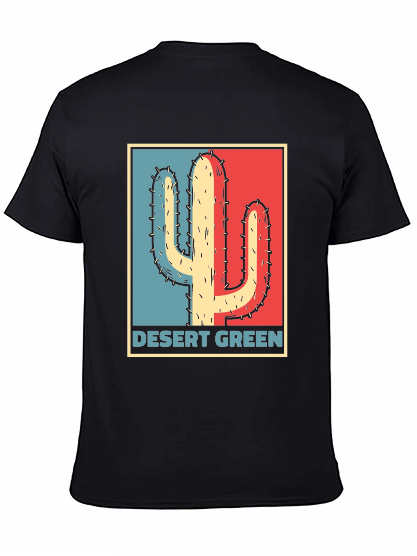 Black Desert Green Cactus T-Shirt - Retro Graphic Tee view 4