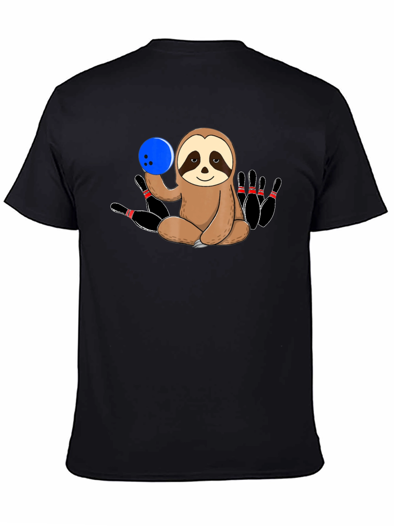 Black Sloth Bowling T-Shirt Funny Bowling Pin Tee view 4