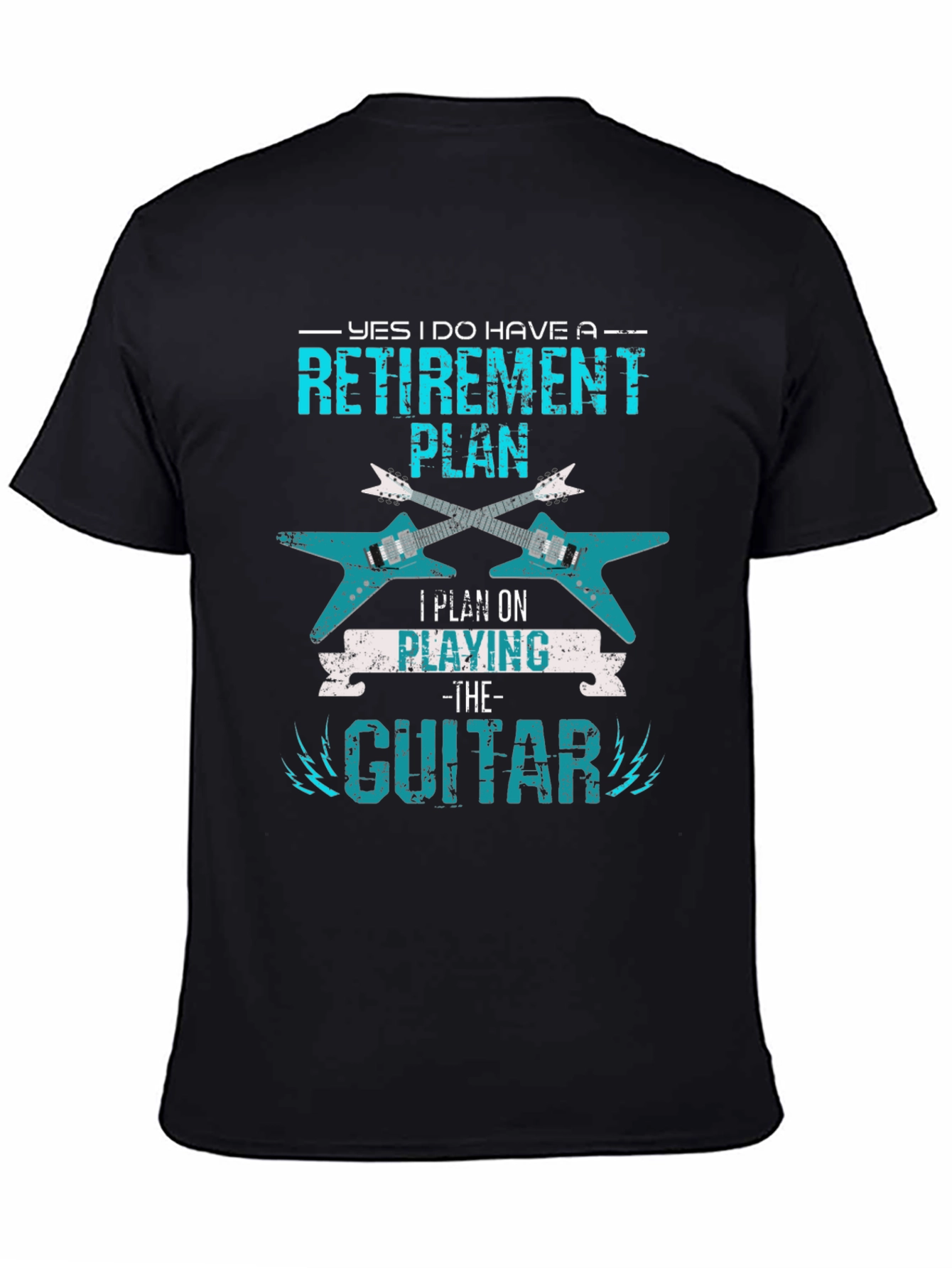 Black Retirement Guitar Player T-Shirt view 4