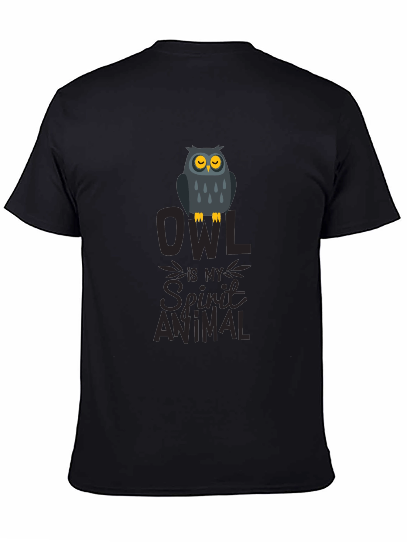 Owl Spirit Animal Graphic Print T-Shirt - Black - 4