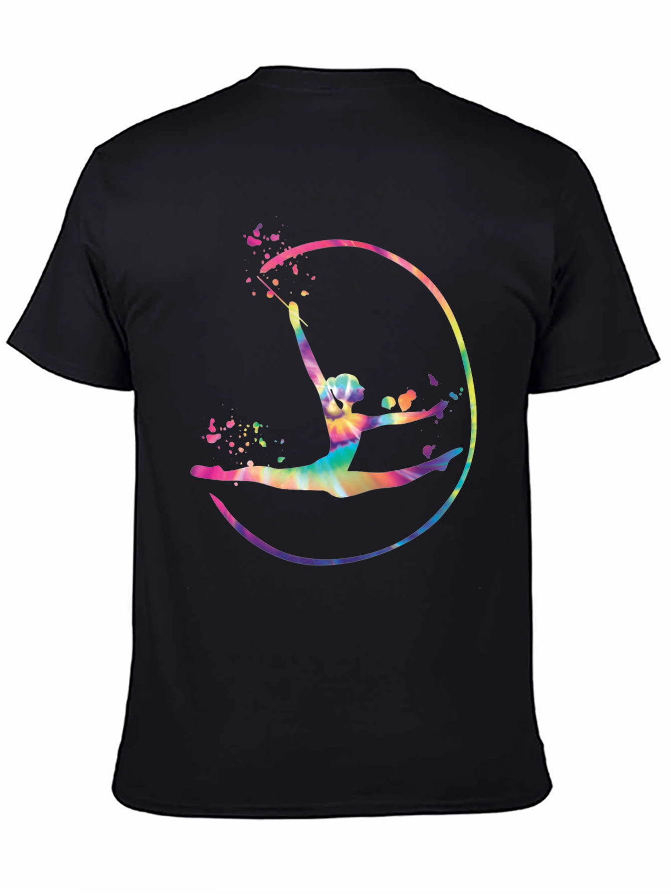 Black Gymnast Tie-Dye Graphic Tee - Black Cotton Blend view 4