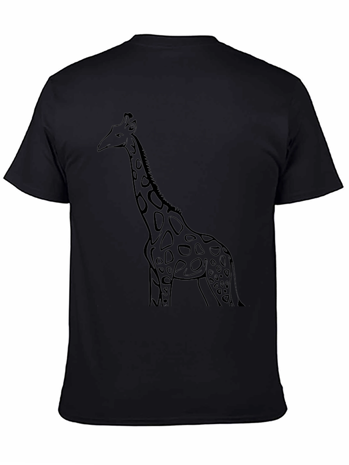 Black Giraffe Graphic Tee - Black Cotton Casual T-Shirt view 4
