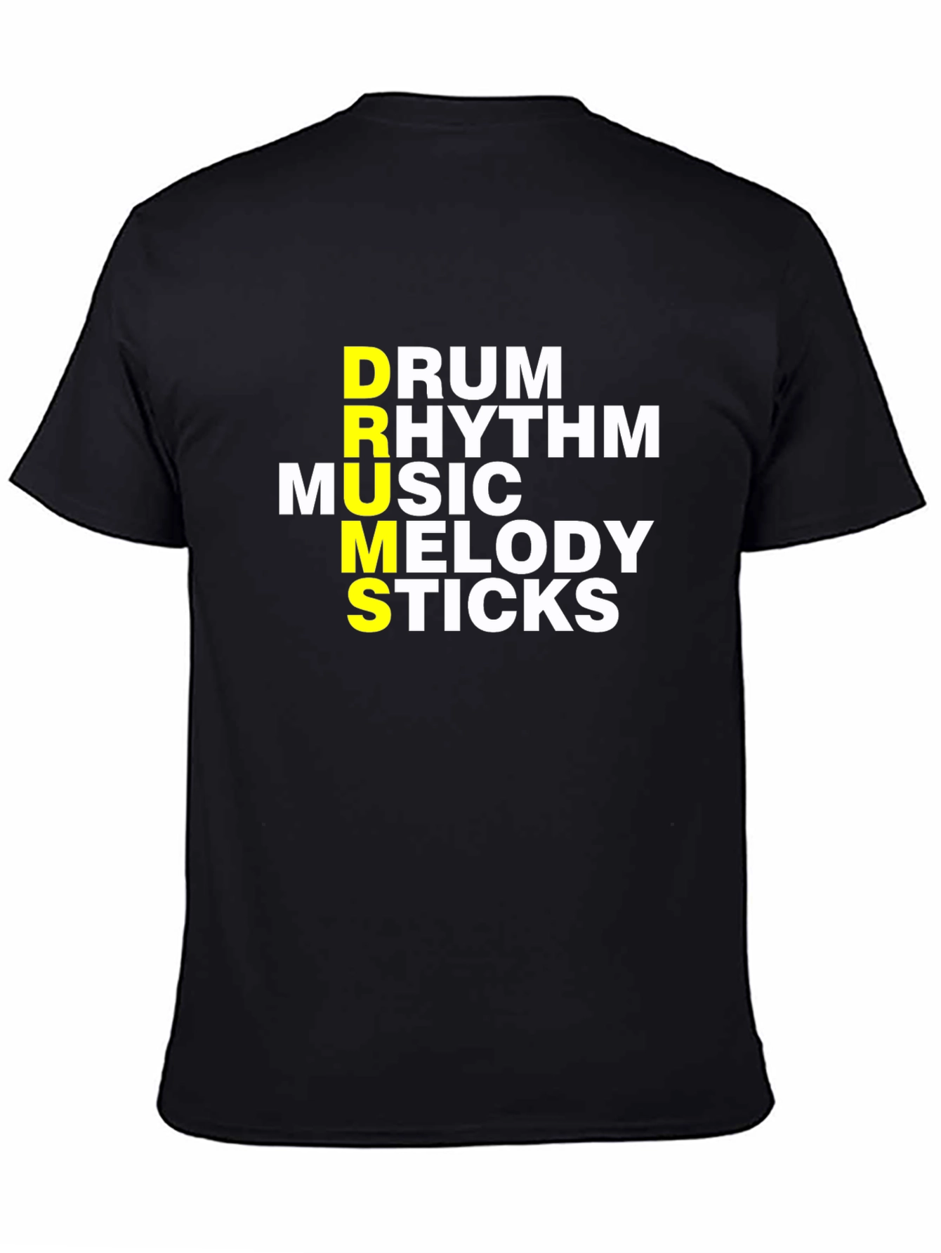 Black Drum Music Sticks T-Shirt - Musician Tee view 4