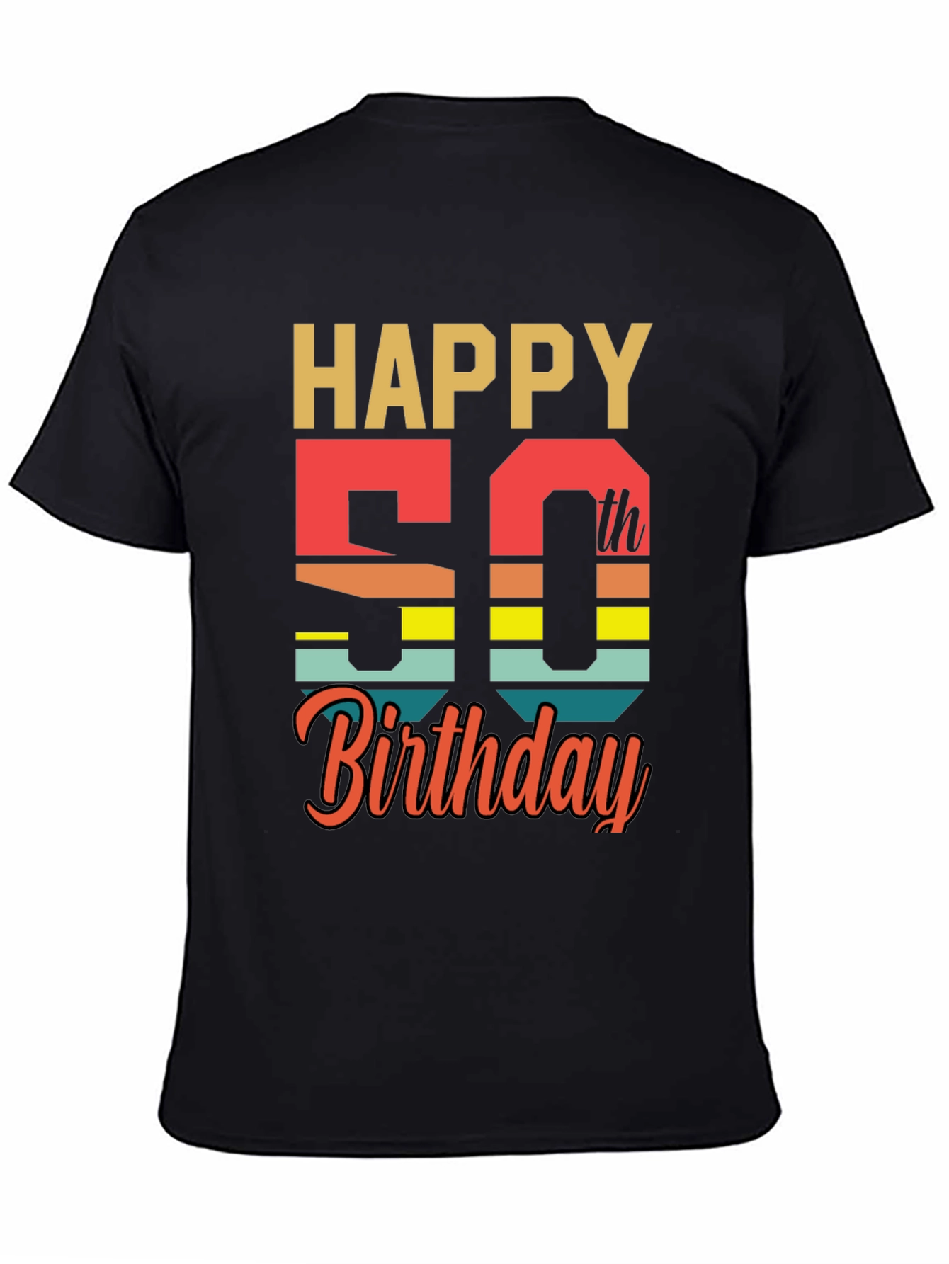 Black Happy 50th Birthday Graphic T-Shirt view 4