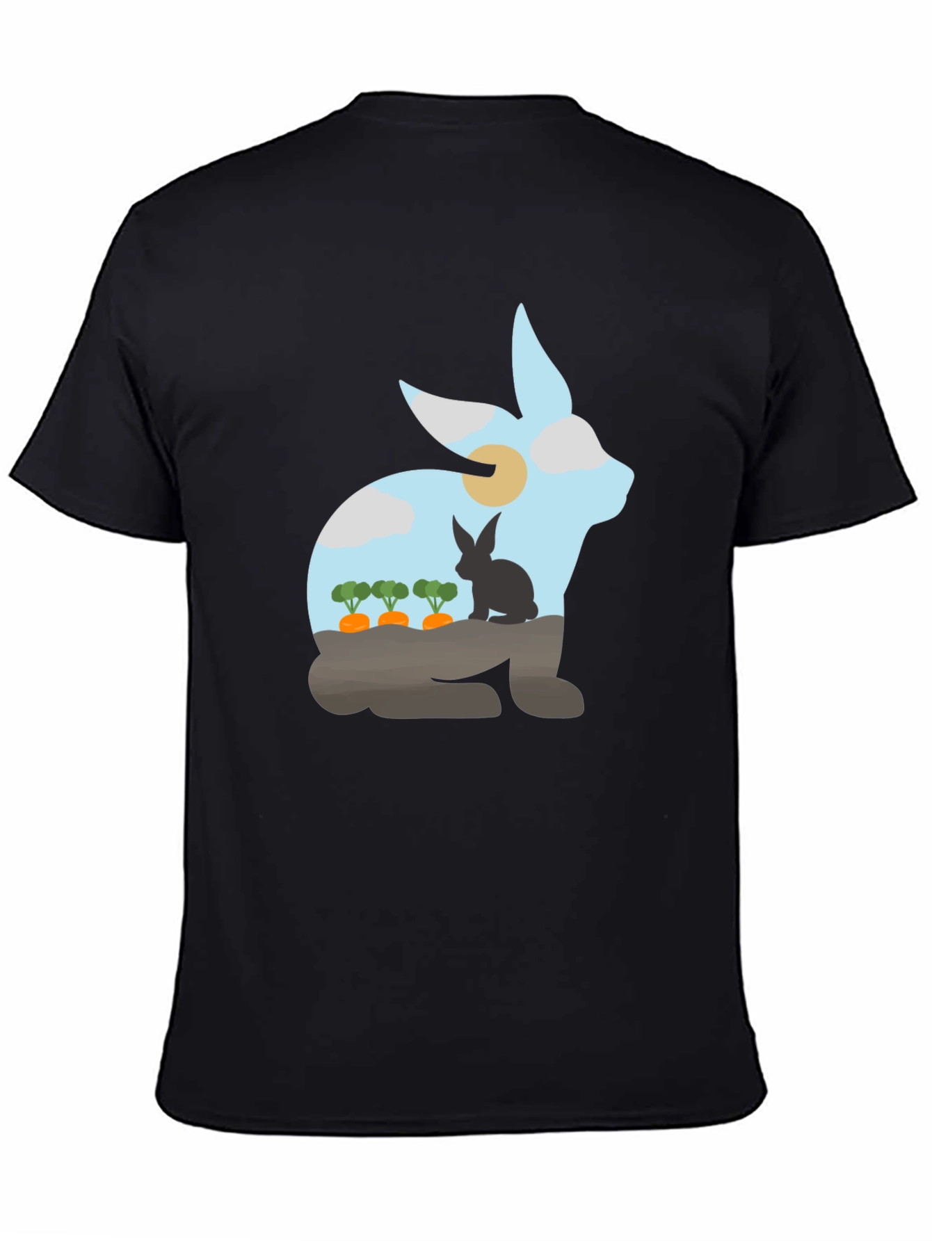 Black Rabbit Silhouette Graphic Tee - Nature Lover's T-Shirt view 4