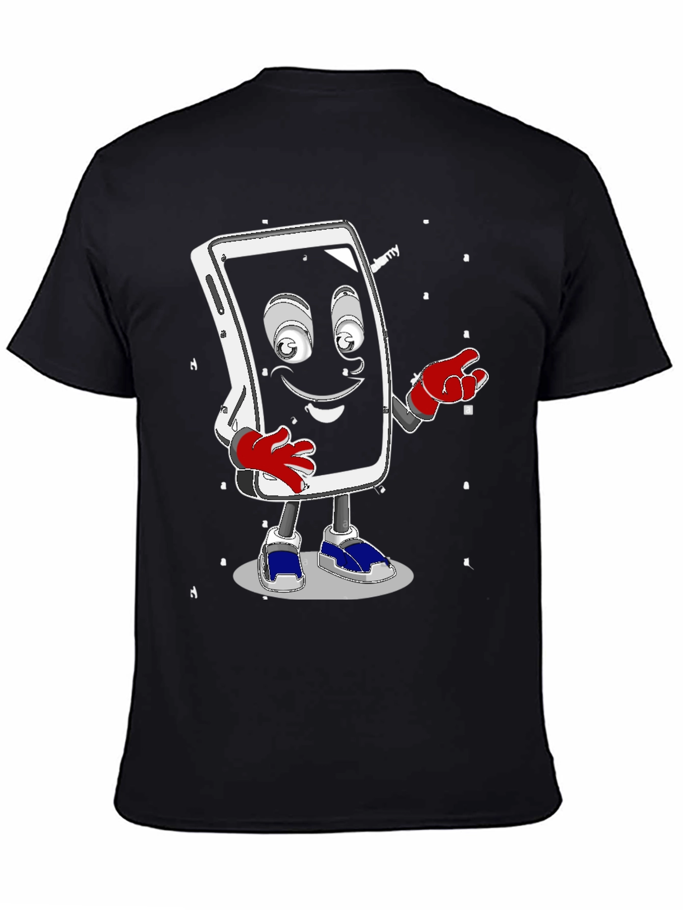 Black Funny Smartphone Character Graphic T-Shirt view 4
