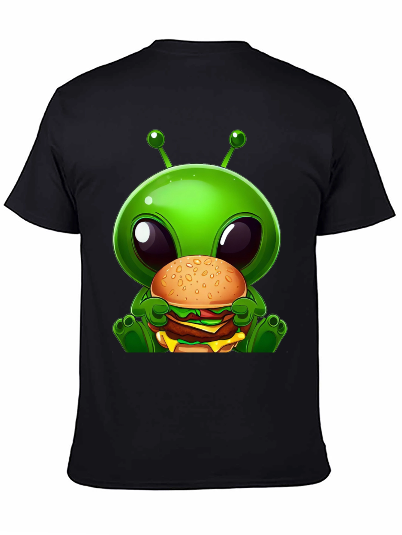 Black Alien Burger Graphic T-Shirt view 4