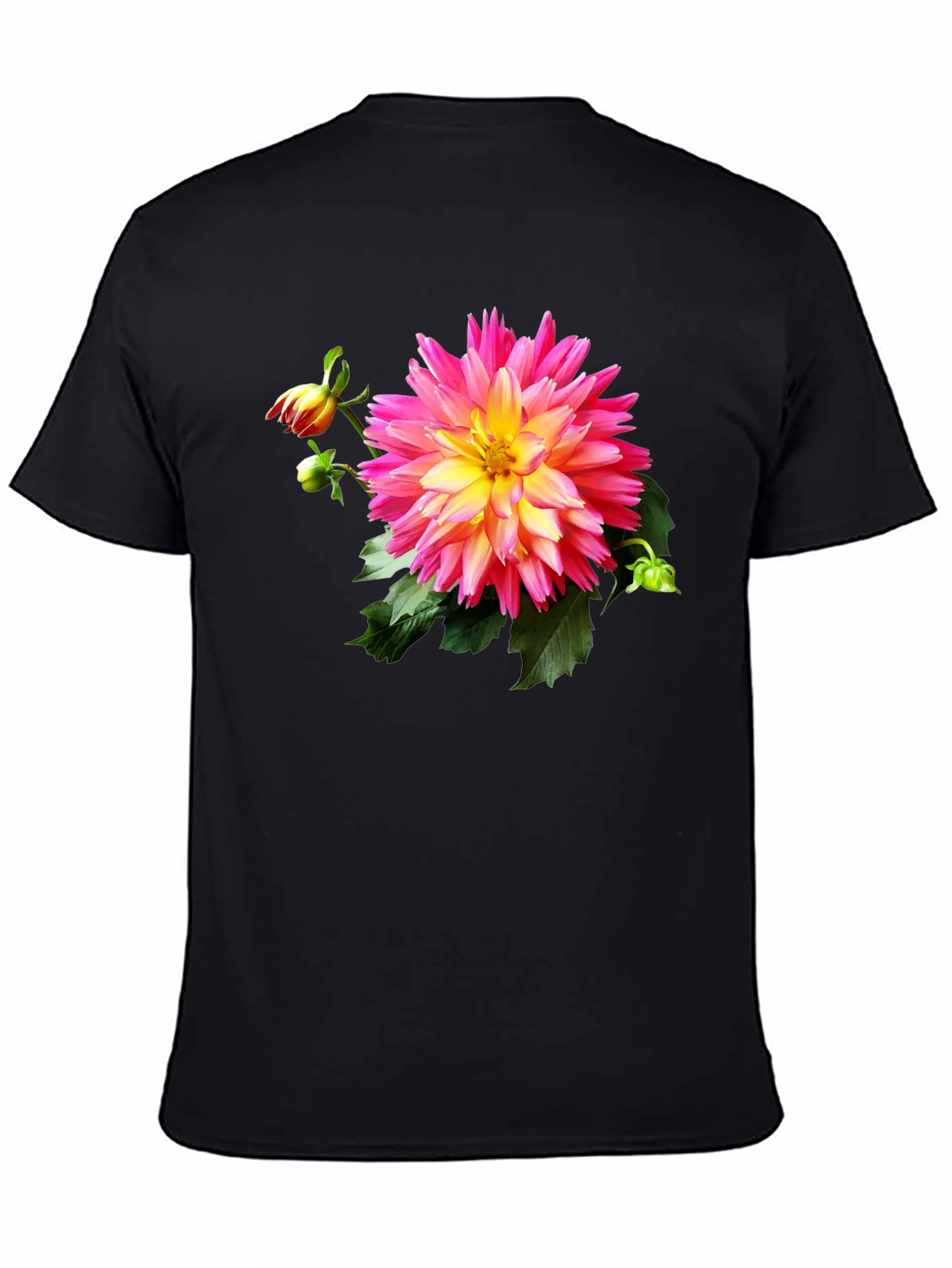 Black Floral Print T-Shirt - Men's Graphic Tee view 4