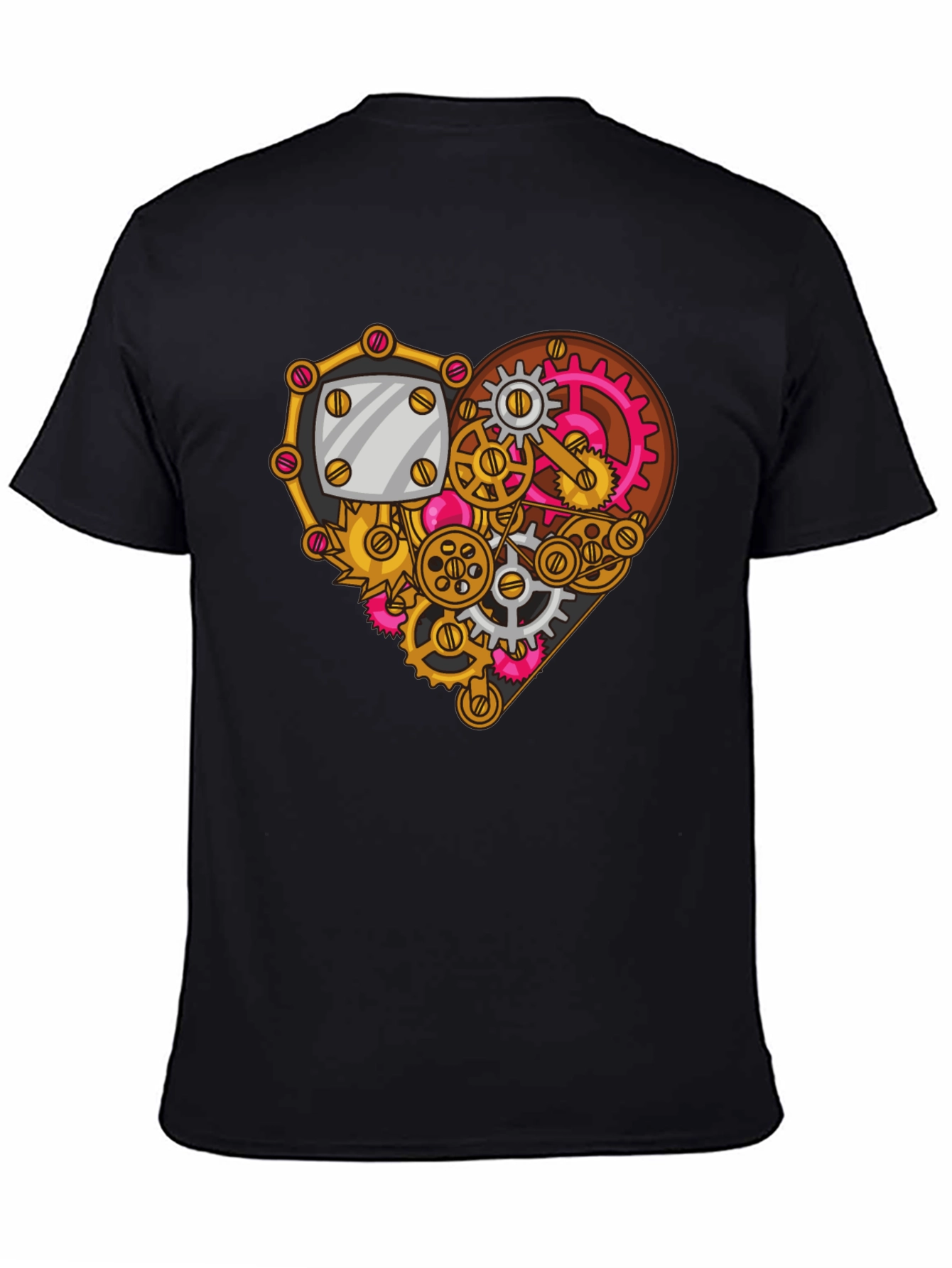 Black Steampunk Heart Gear Graphic Tee - Unique Design view 4