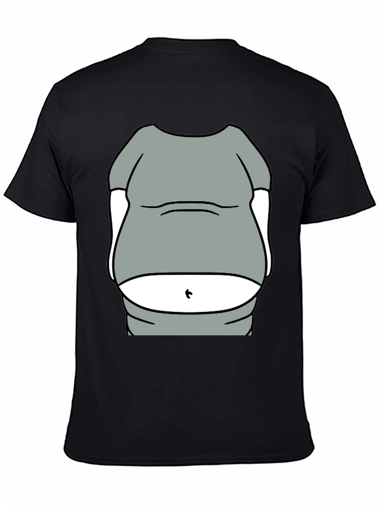Black Humorous Belly T-Shirt - Funny Graphic Tee view 4