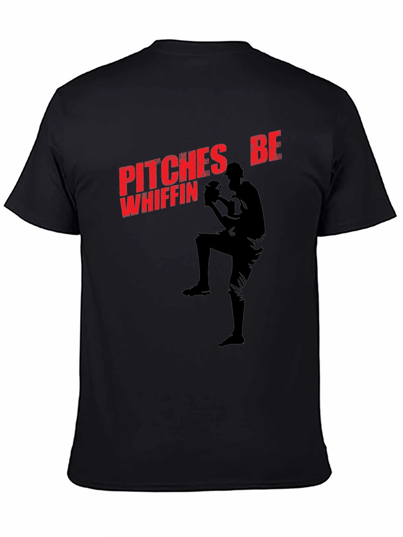 Black Pitches Be Whiffin' Baseball T-Shirt view 4