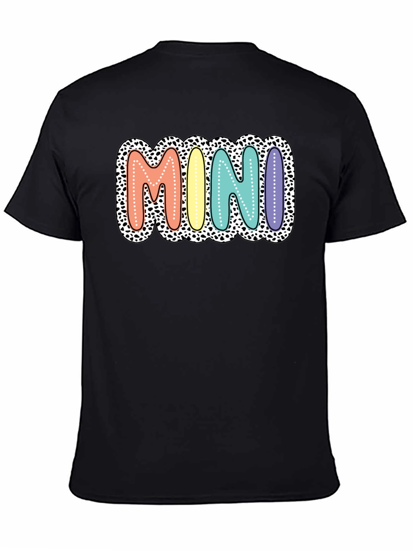 Black Mini Leopard Print Pastel Lettering Graphic Tee view 4