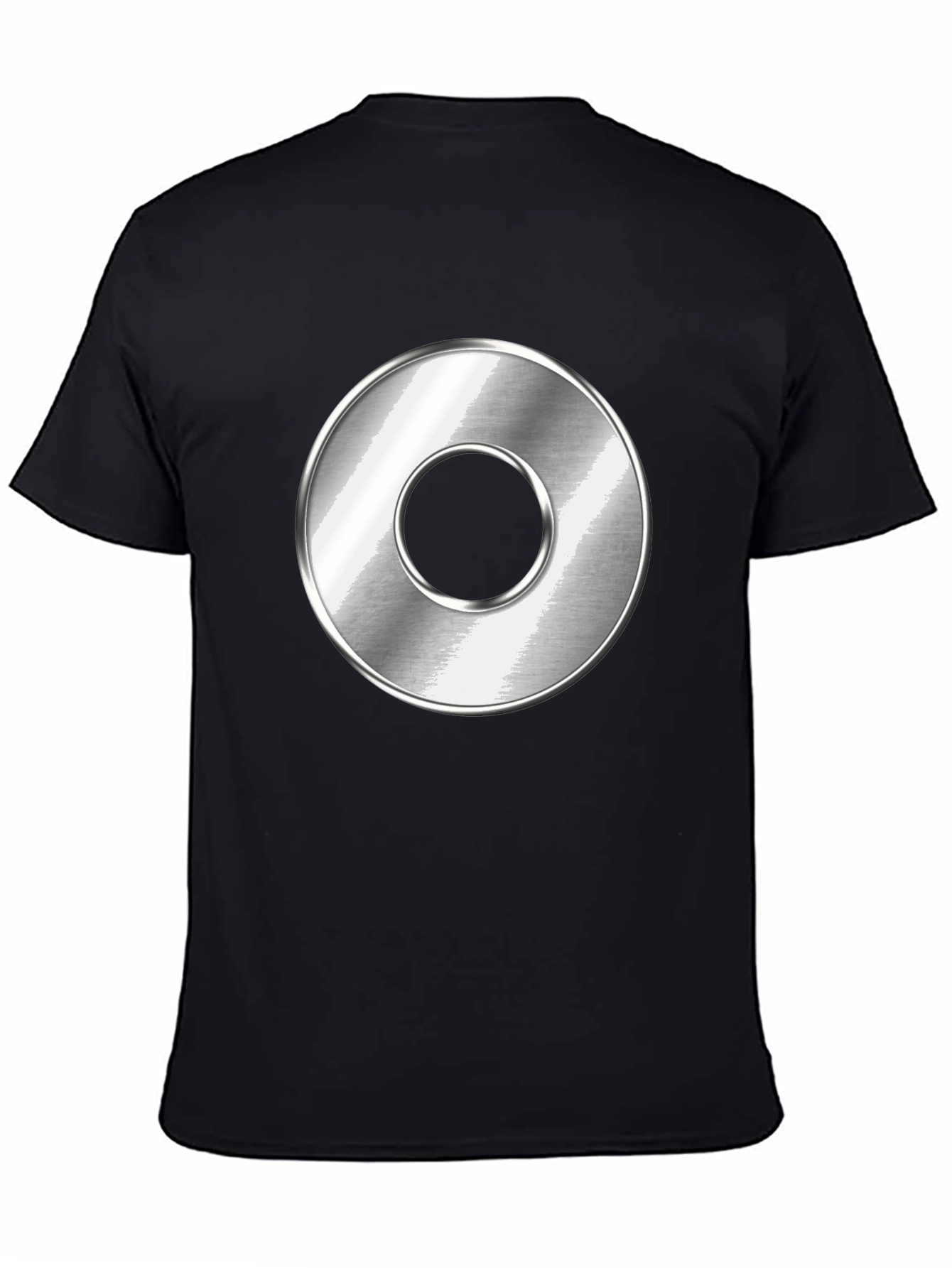 Black Men's Black T-Shirt with Metallic Circle Design view 4
