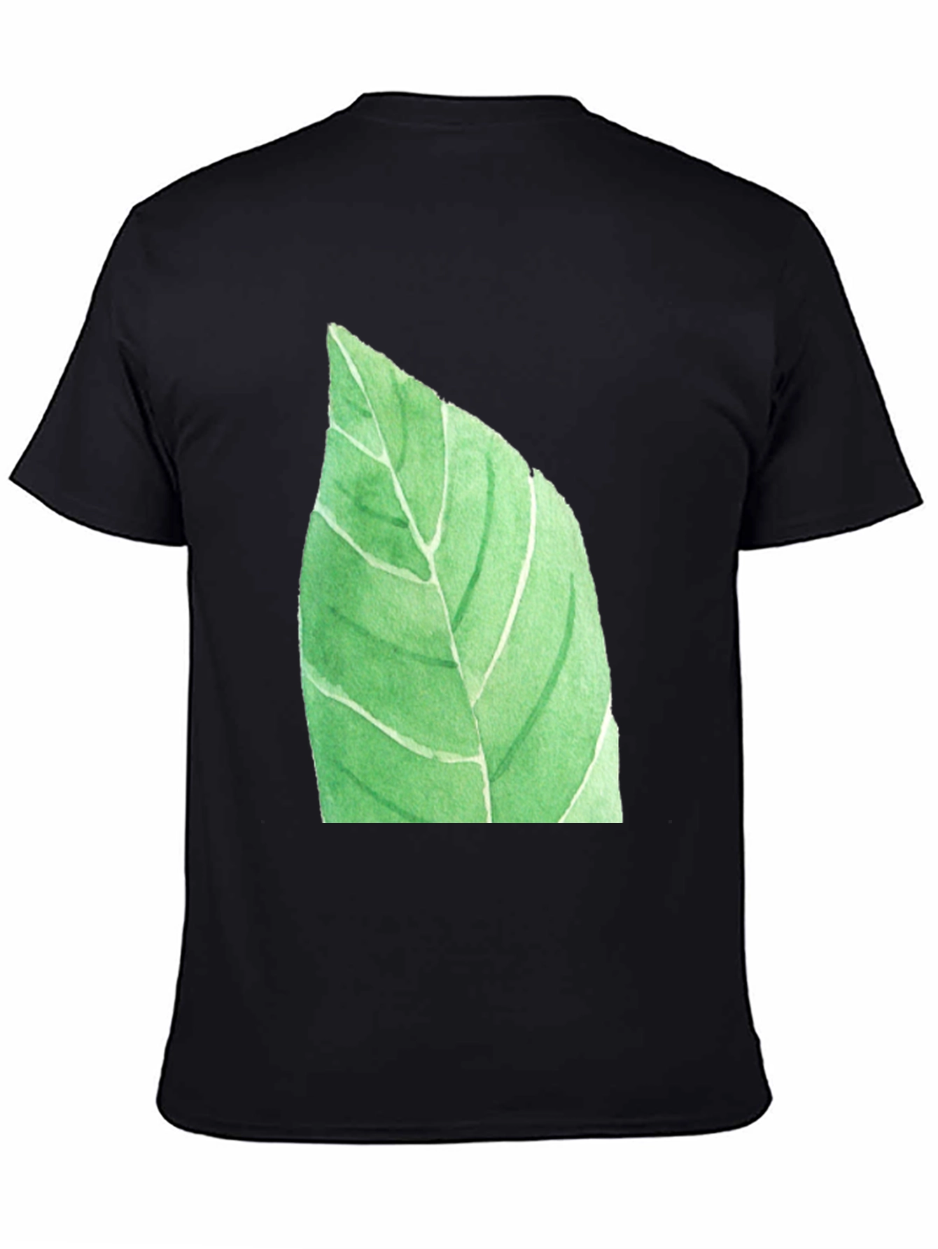 Black Leaf Graphic Black T-Shirt - Nature Inspired Casual Wear view 4