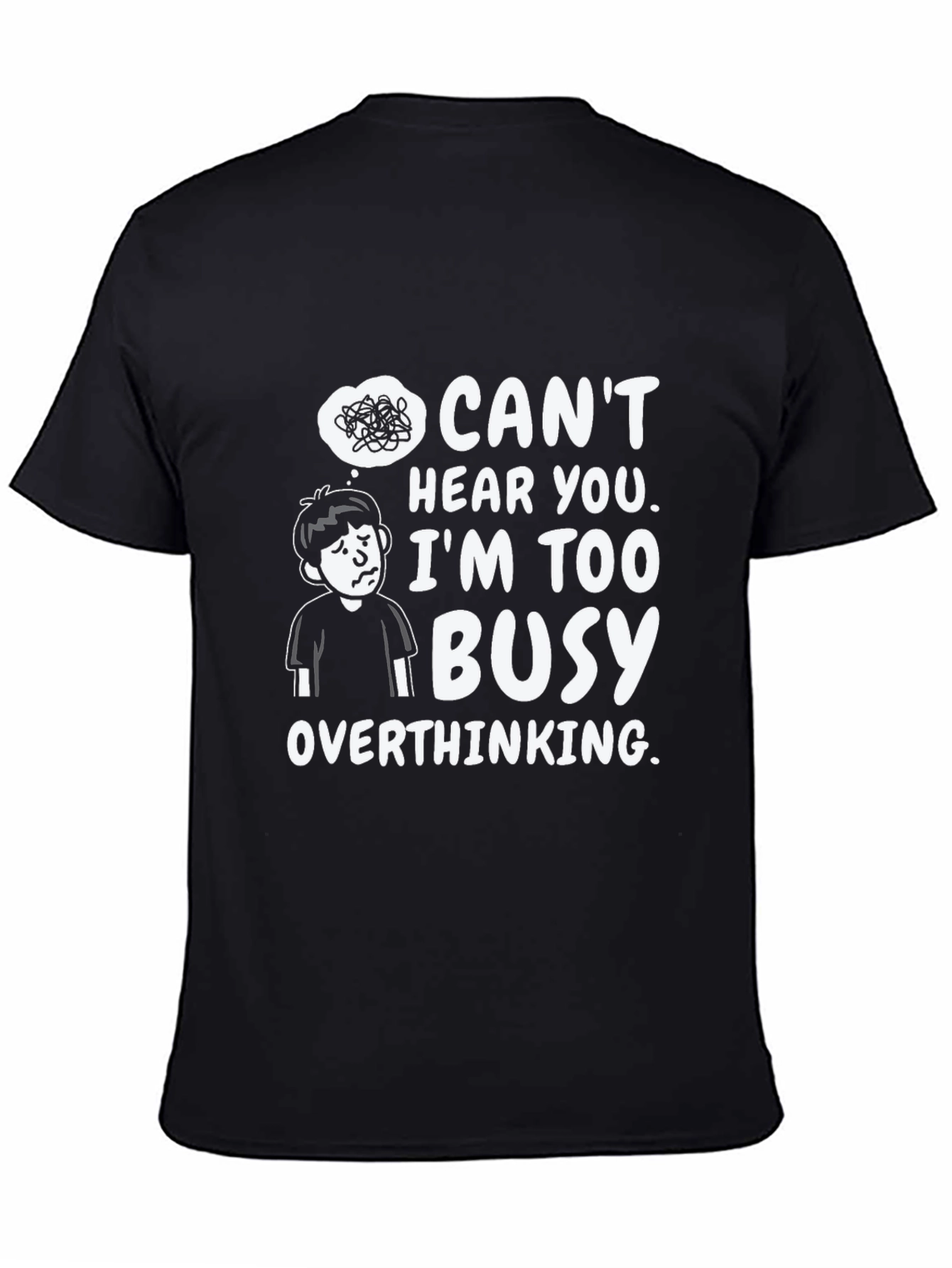 Black Overthinking T-Shirt - Funny Graphic Tee view 4