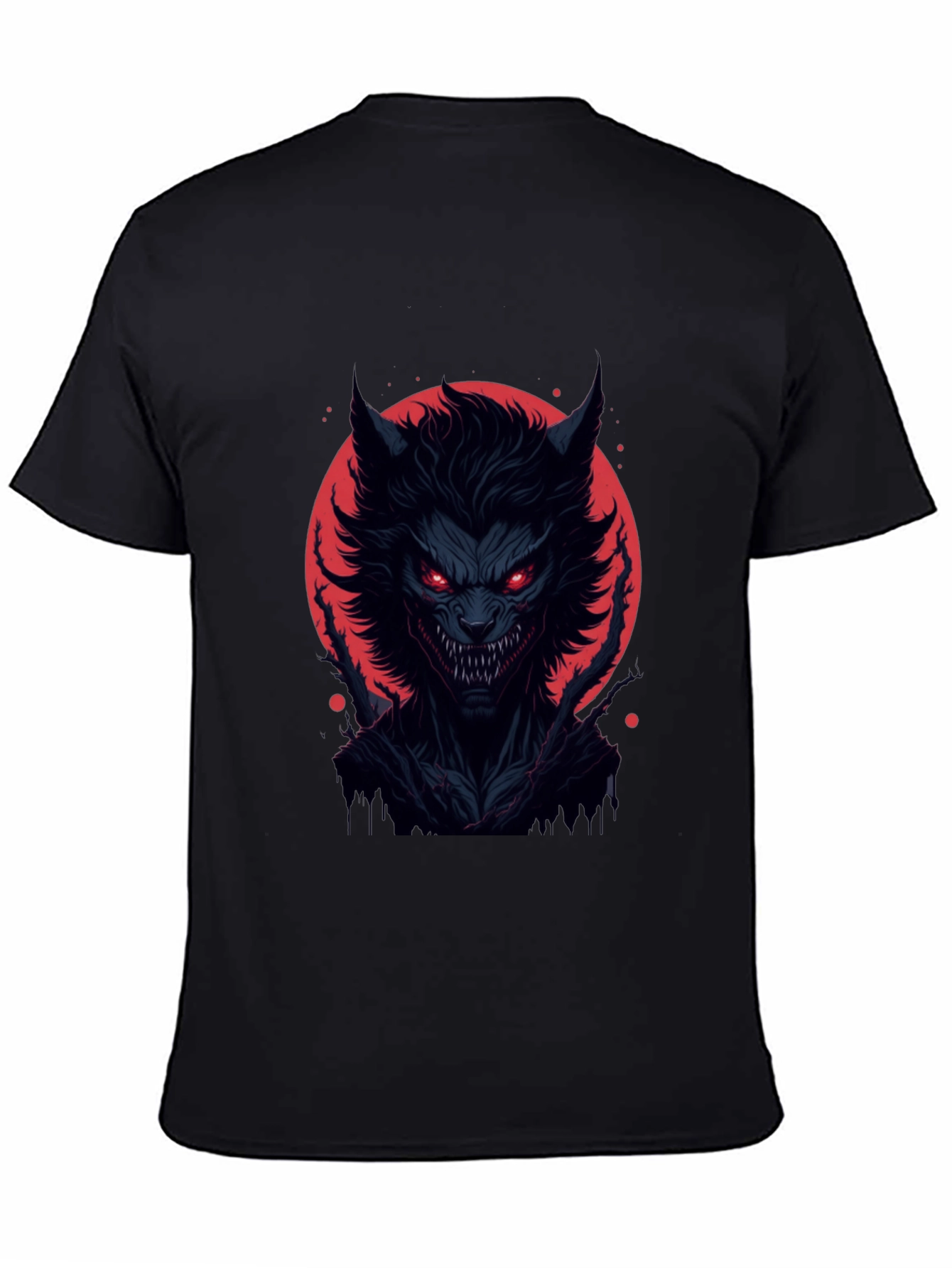 Black Men's Black Werewolf Graphic Tee - Horror Style view 4