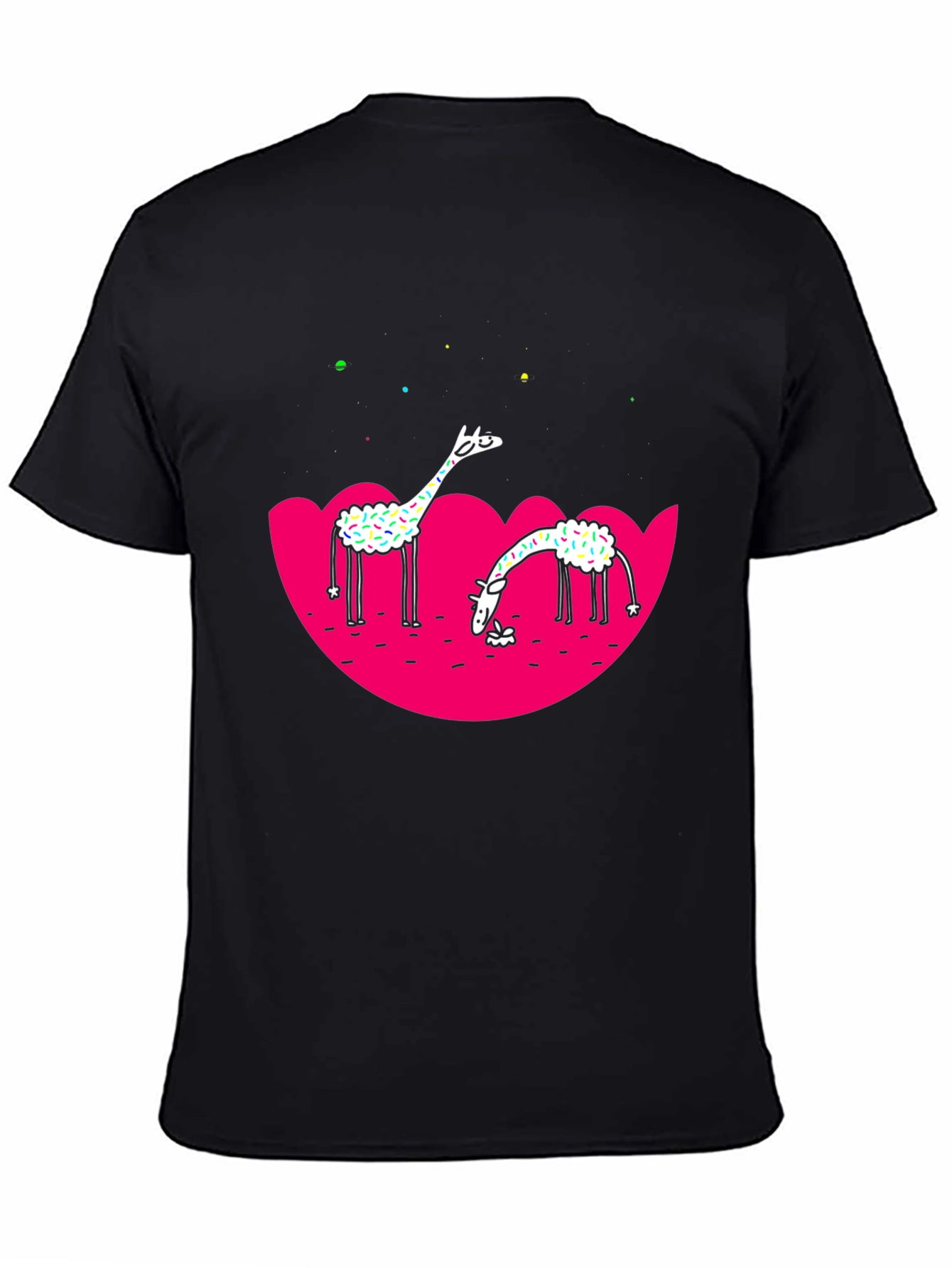 Black Giraffe Graphic Tee - Black Cotton T-Shirt view 4