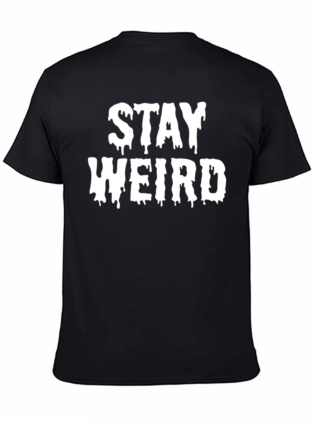 Black Stay Weird Graphic Tee - Black Cotton T-Shirt view 4