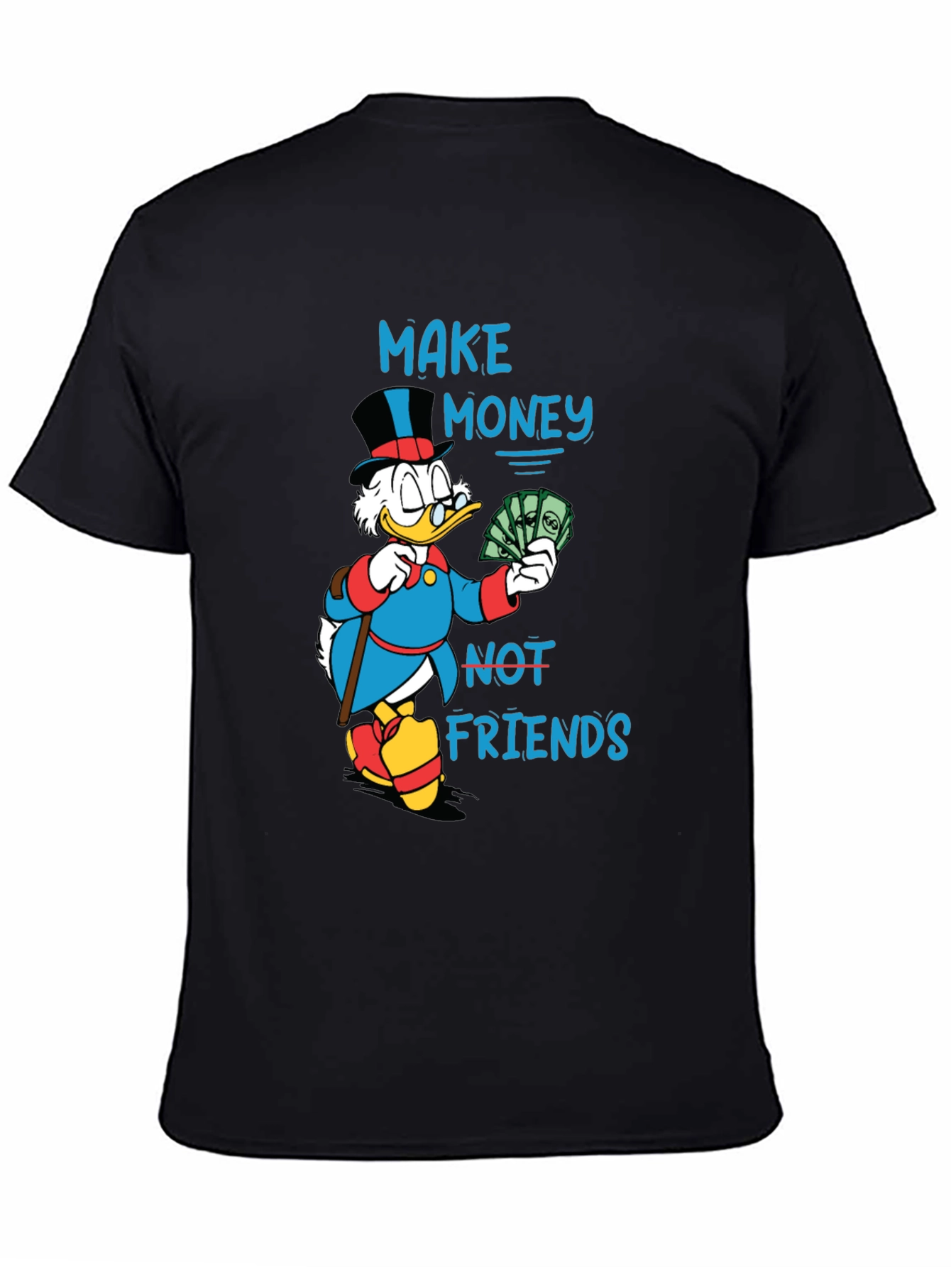 Black Make Money Not Friends Graphic T-Shirt view 4