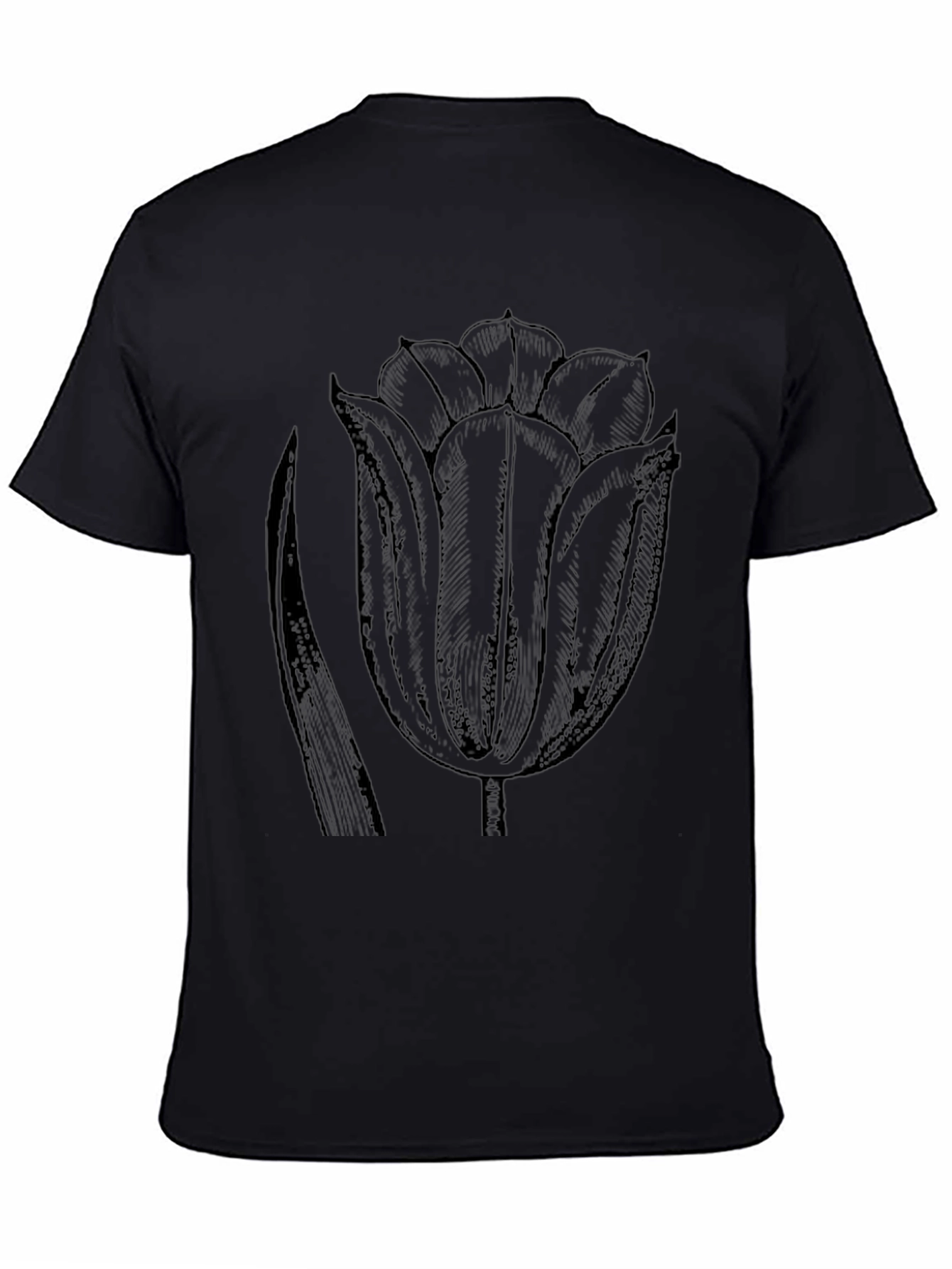 Black Black Tulip Graphic Tee - Modern Casual Style view 4