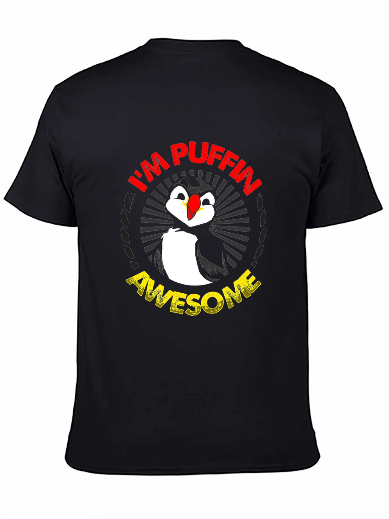 Black I'm Puffin Awesome Graphic T-Shirt view 4
