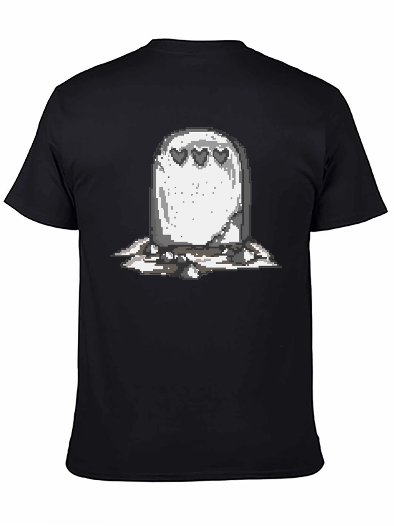 Black Pixel Ghost Heart T-Shirt - Black view 4