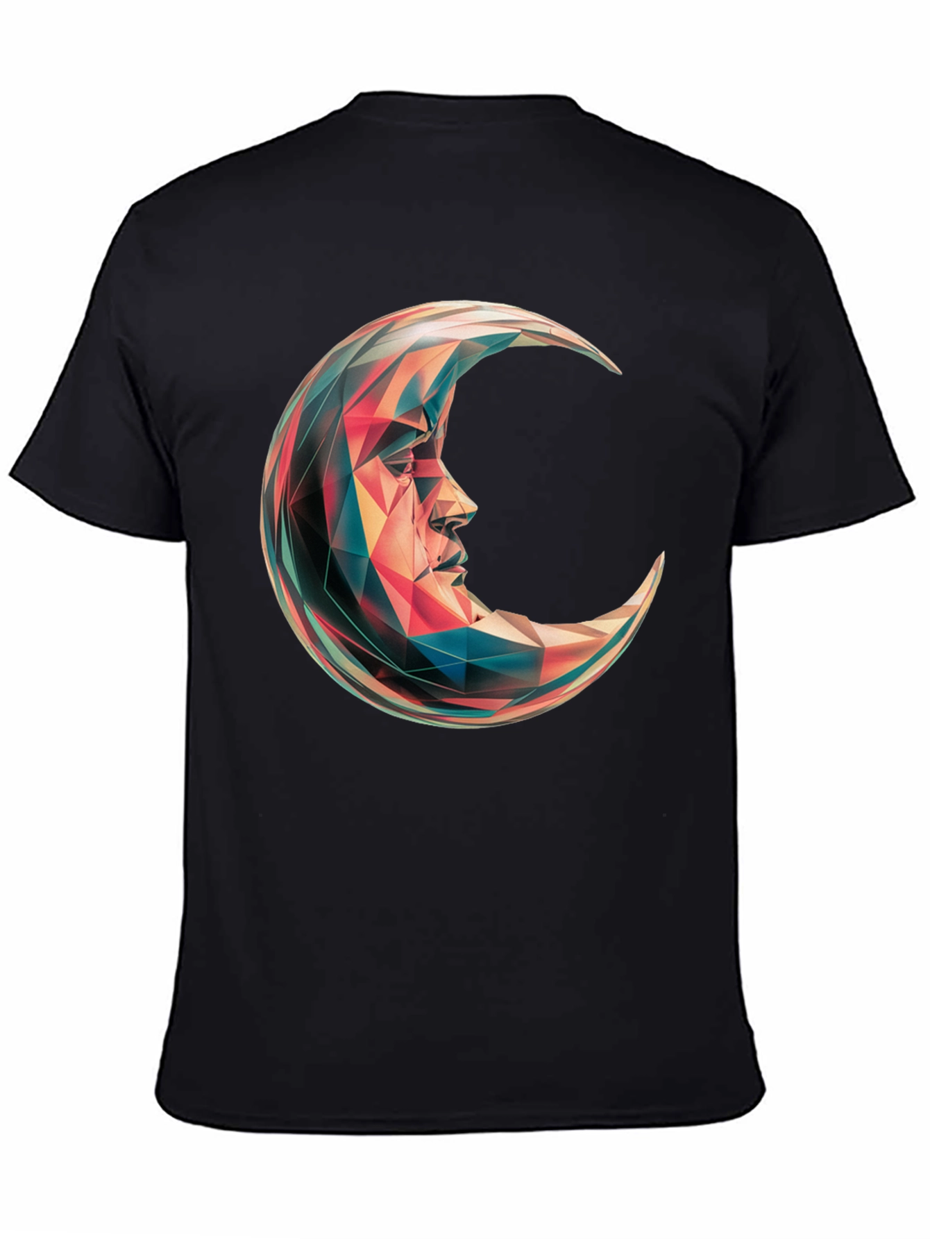 Black Geometric Crescent Moon Graphic T-Shirt - Black view 4