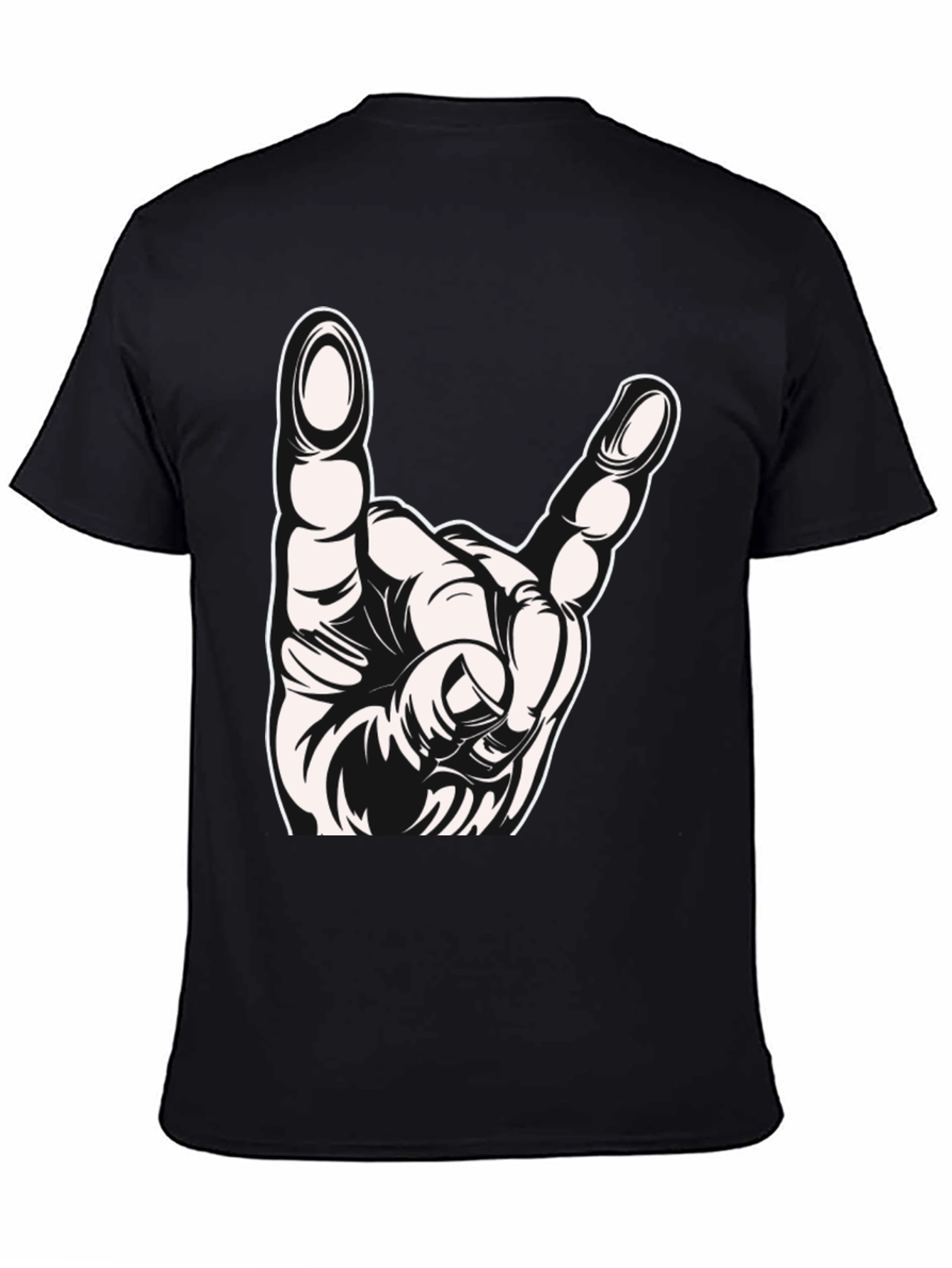 Black Rock On Hand Gesture Graphic T-Shirt view 4