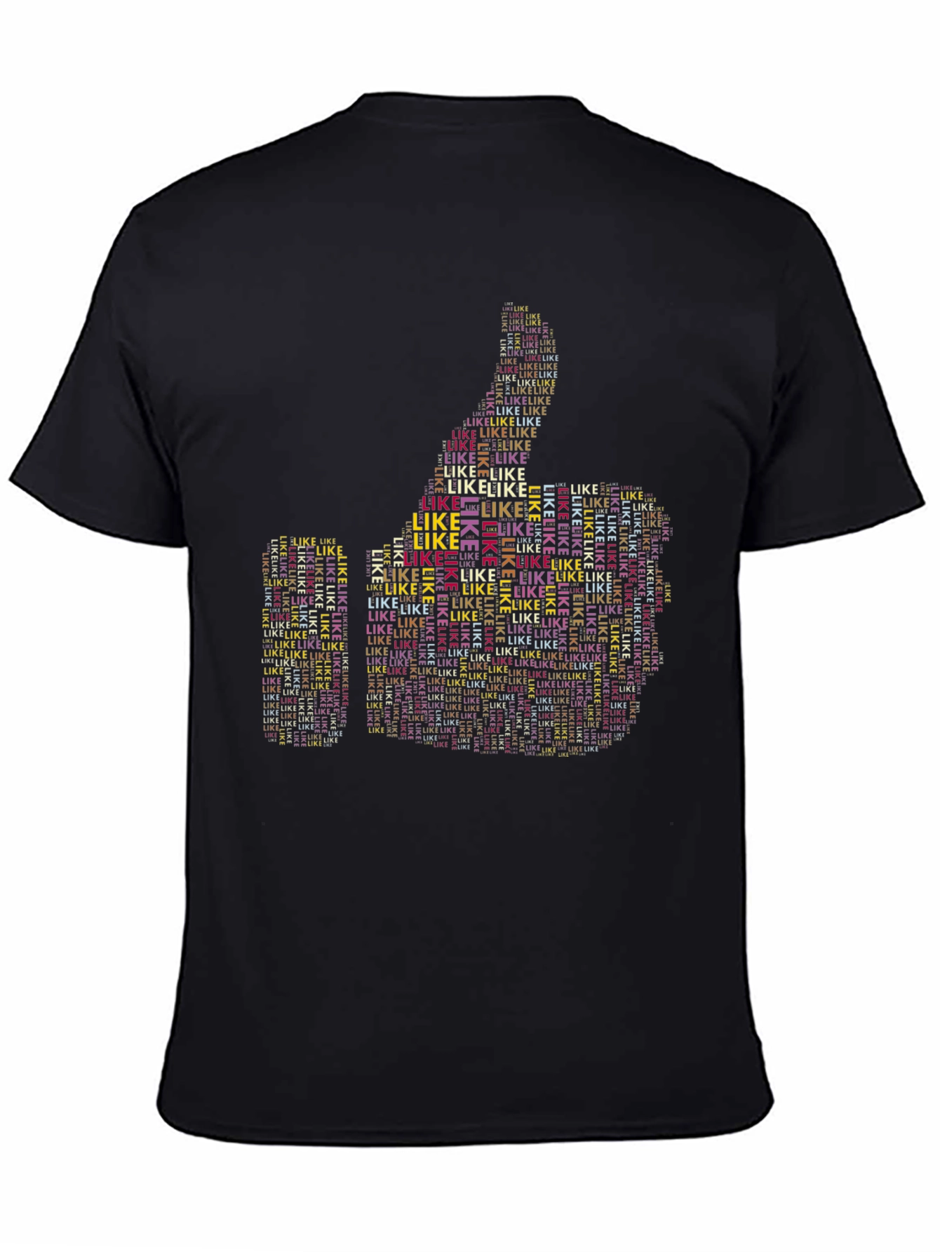 Black Thumbs Up Word Art T-Shirt view 4
