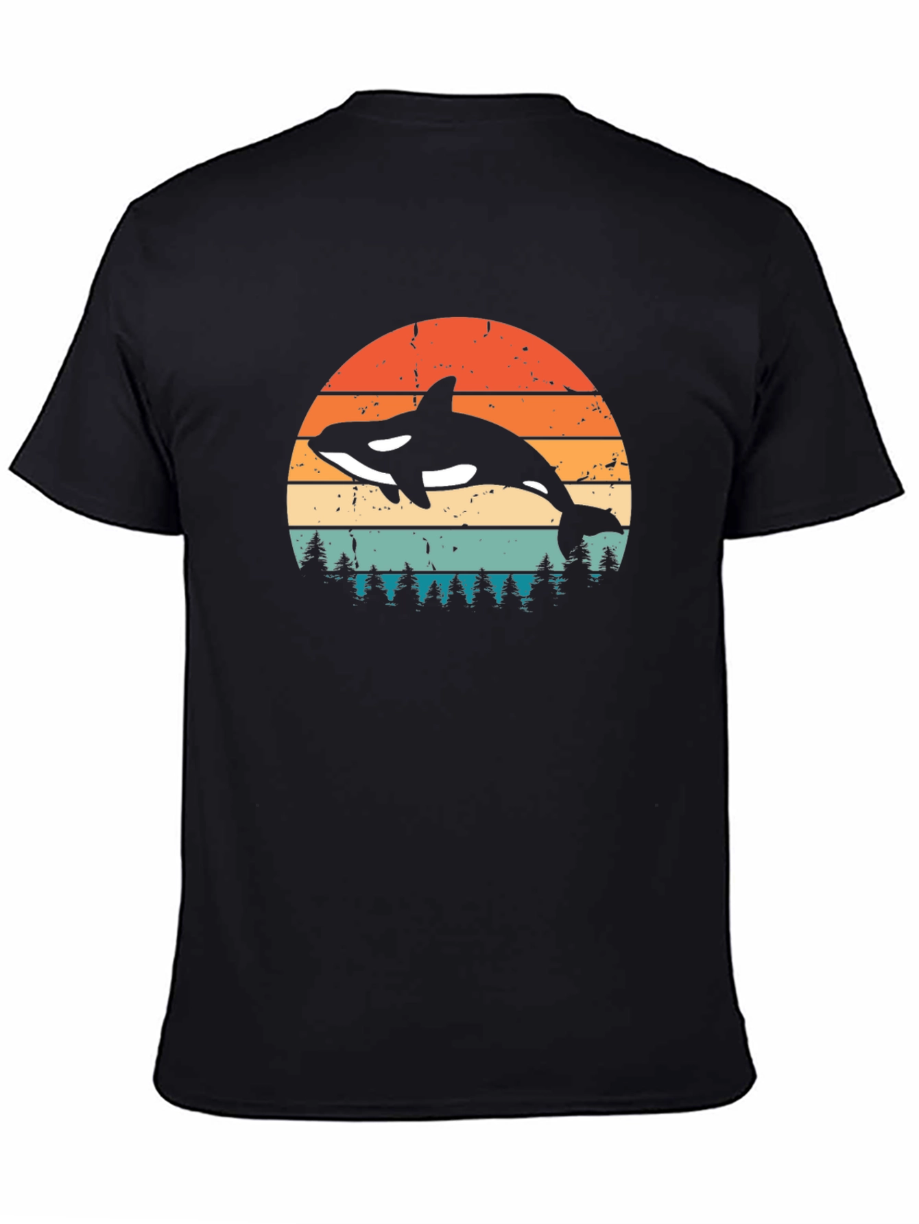 Black Orca Sunset Graphic Tee - Retro Style view 4
