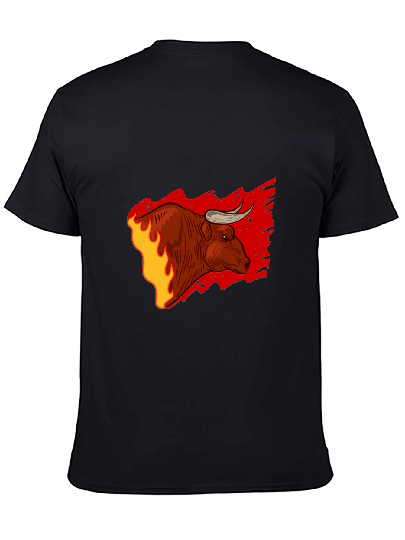 Black Fiery Bull Graphic Tee - Bold Black T-Shirt view 4